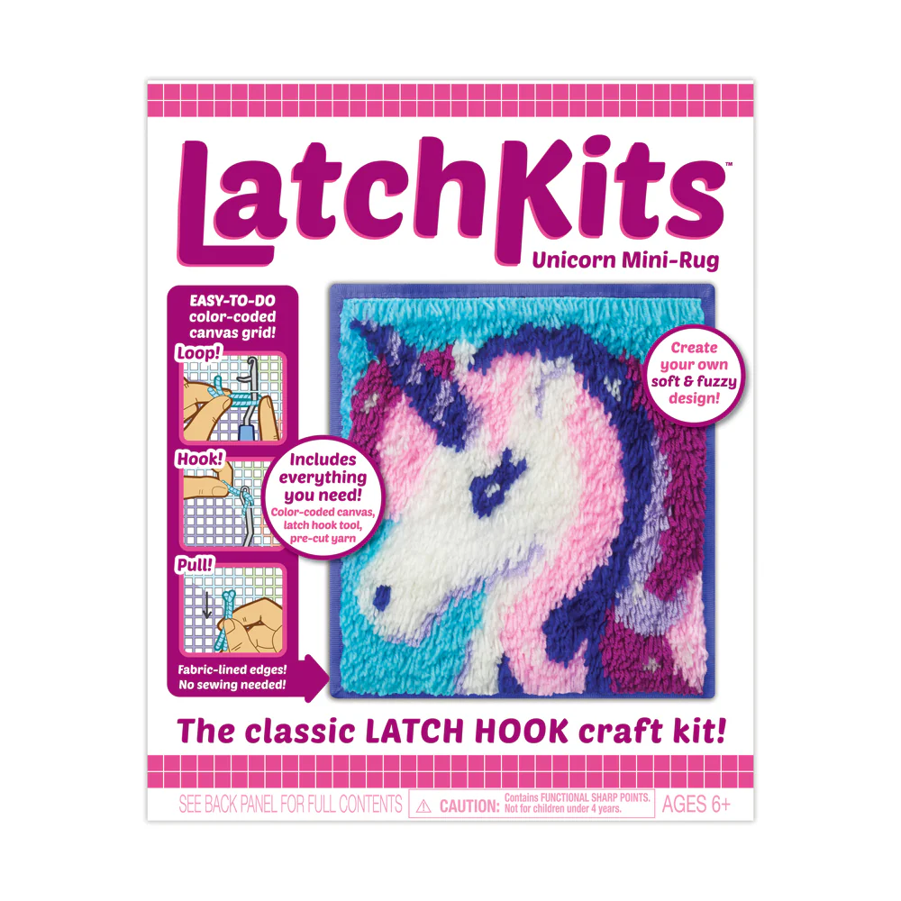 LatchKits Unicorn Mini-Rug Craft Kit - Create Your Own Fuzzy Rug - Image 3