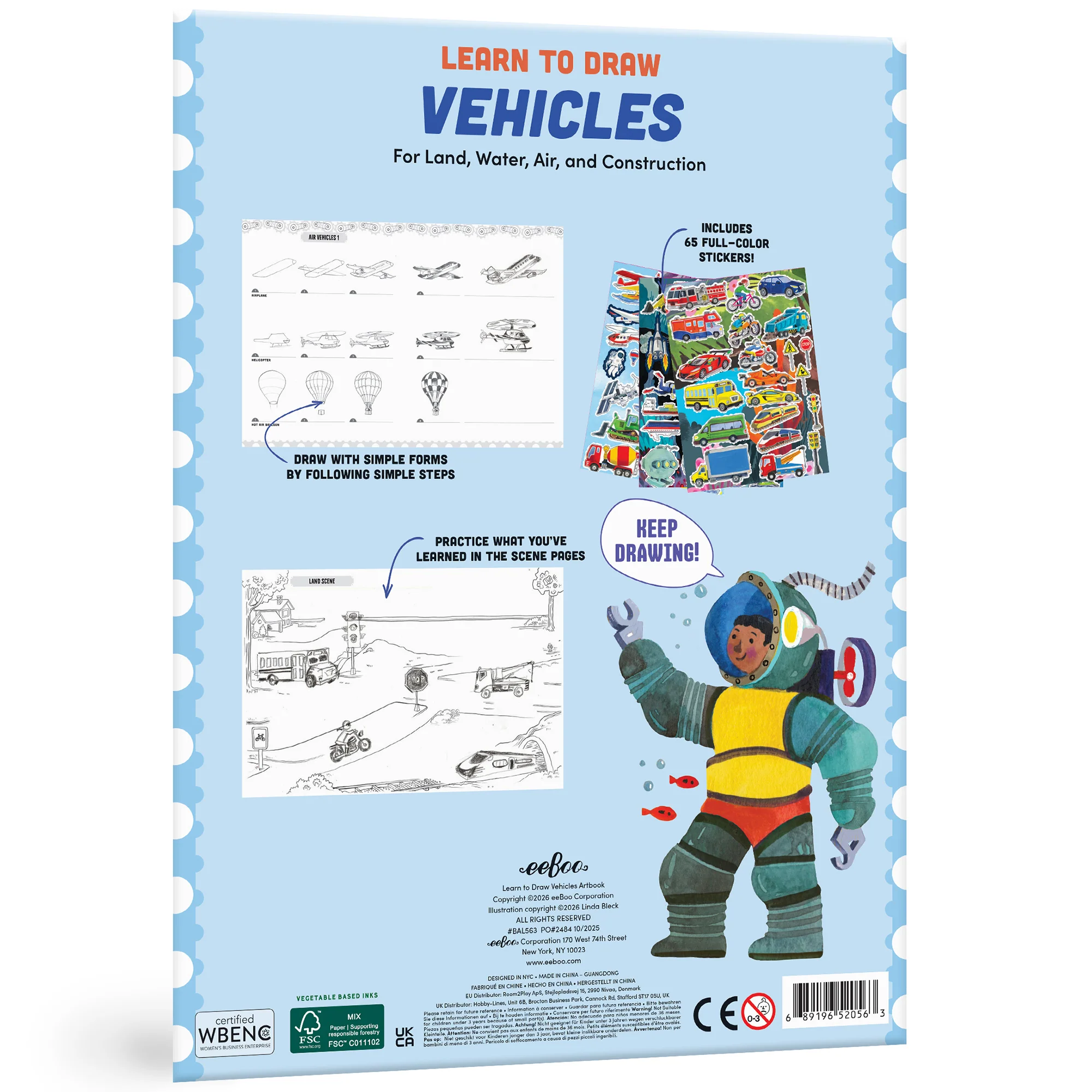 Eeboo Learn To Draw Vehicles Book With 50 Stickers - Image 2