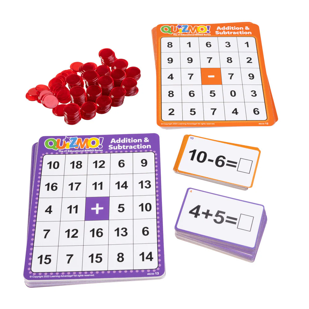 Learning Advantage QUIZMO Math Bingo - Addition & Subtraction Game - Image 2