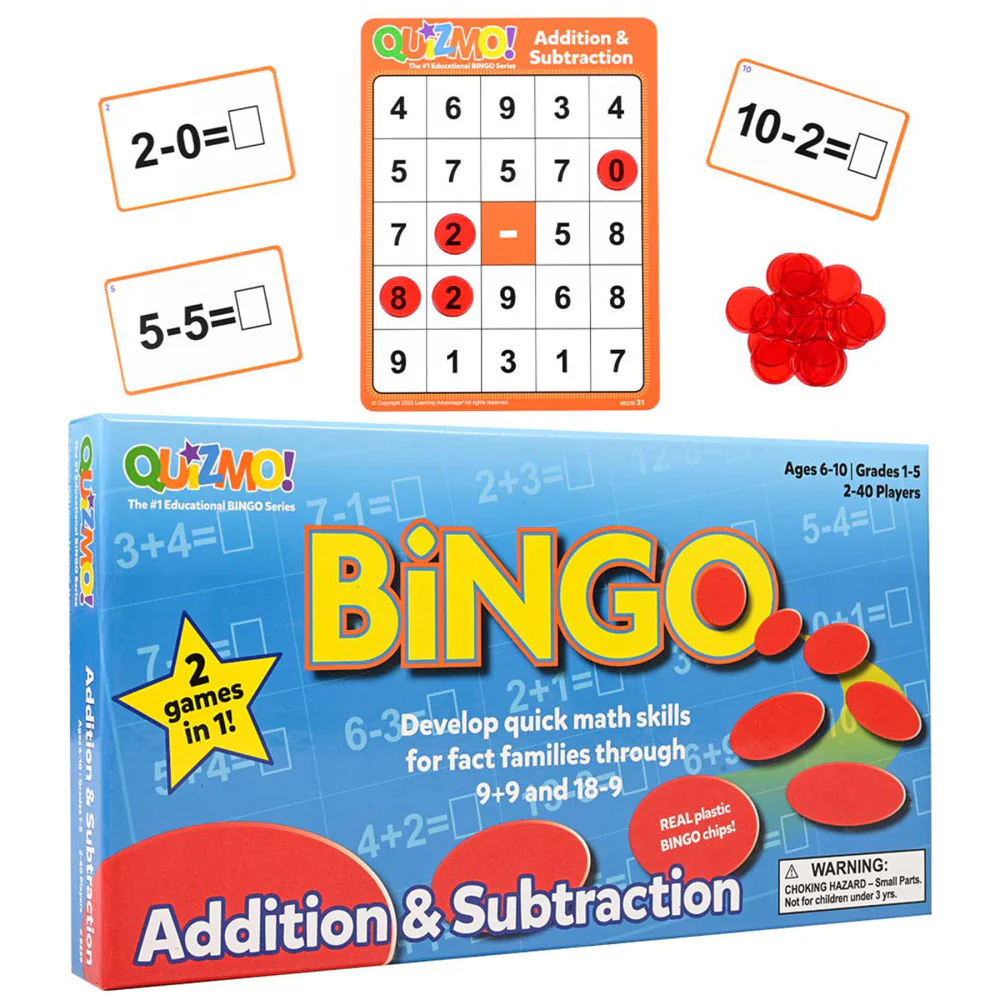 Learning Advantage QUIZMO Math Bingo - Addition & Subtraction Game - Image 5