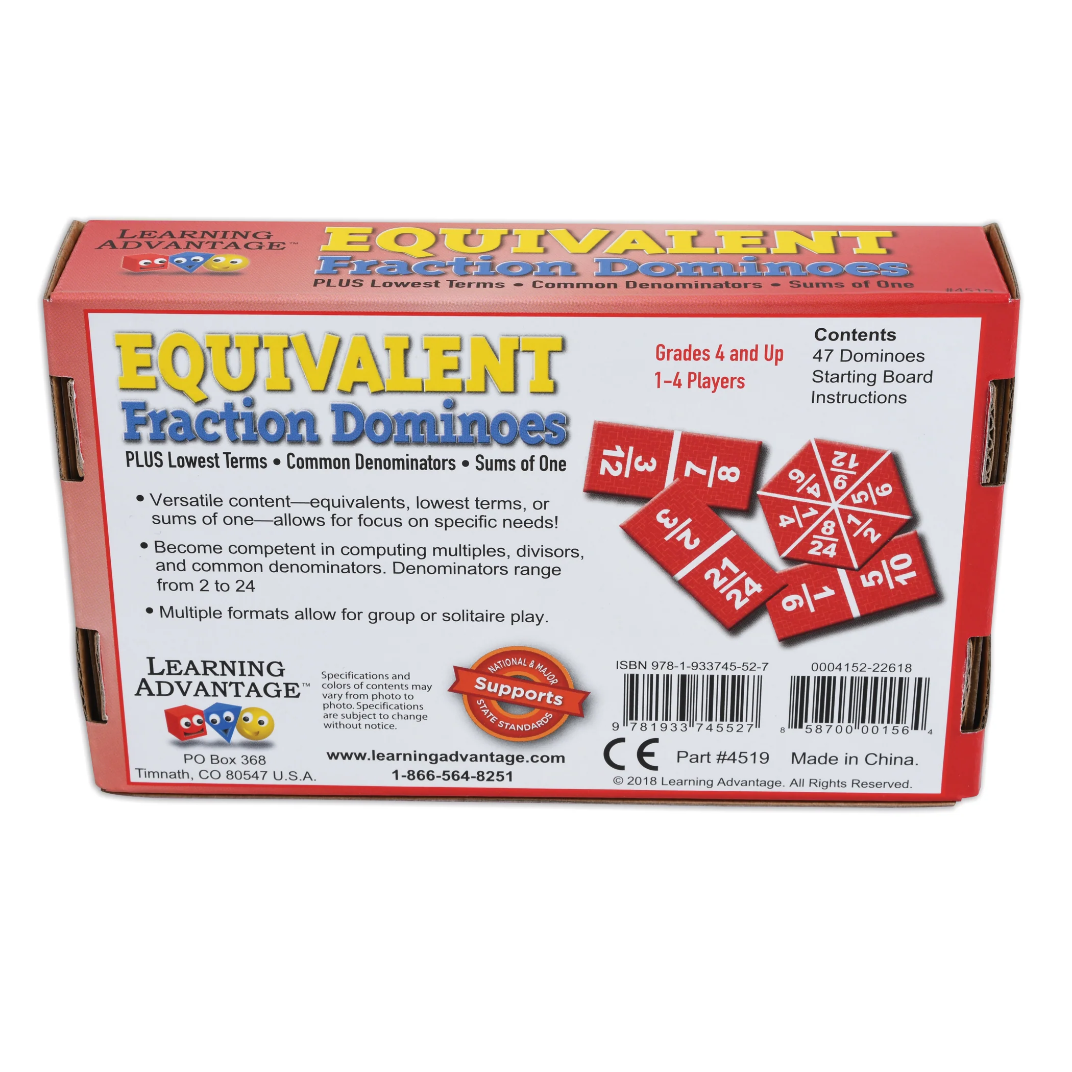 Learning Advantage Equivalent Fraction Dominoes - Math Learning Game - Pack of 2 - Image 3