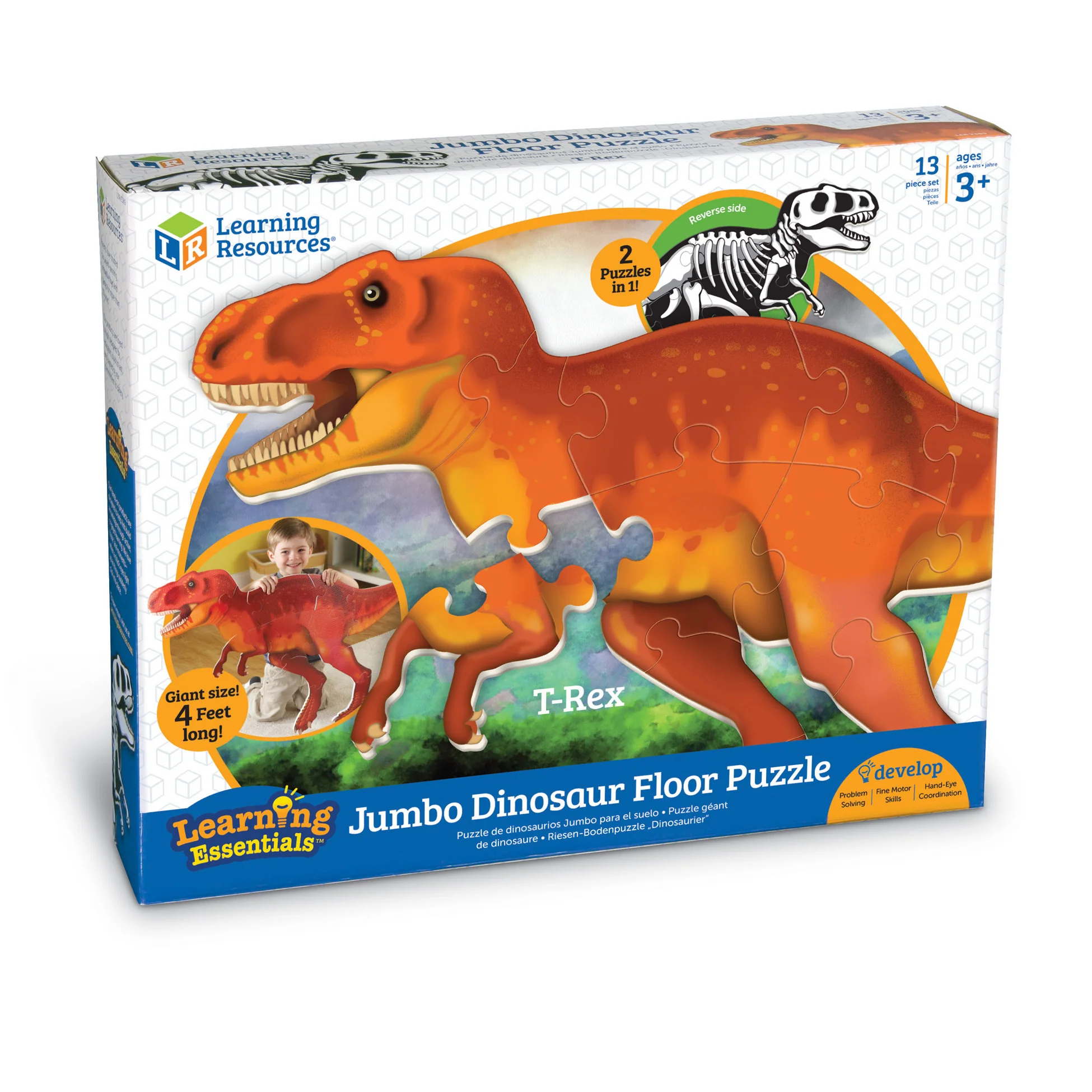 Learning Resources Jumbo T-Rex Dual-Sided Foam Floor Puzzle - 13 pc - Image 2