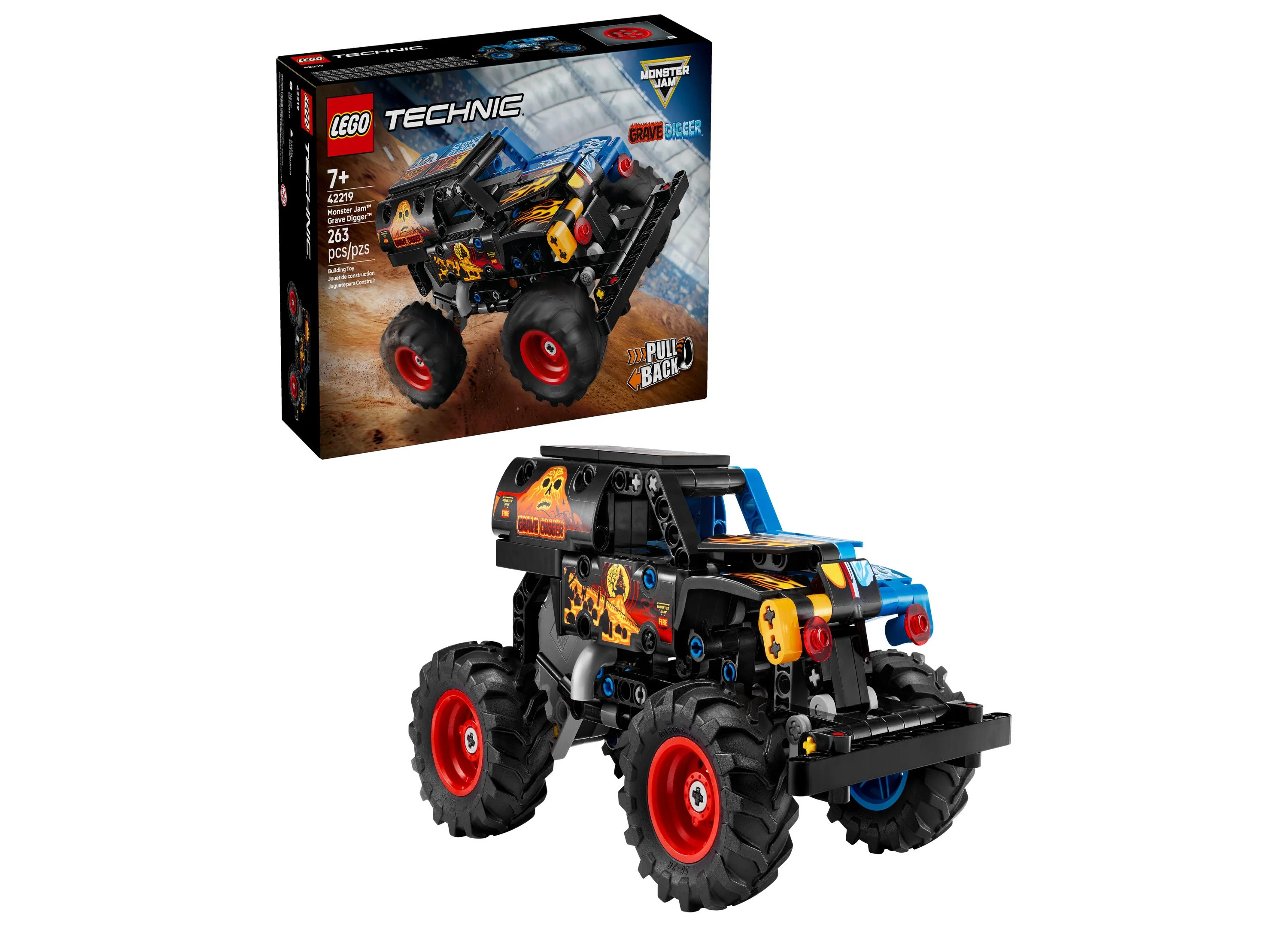LEGO Technic Monster Jam Grave Digger Fire and Ice Pull-Back Truck - 263 Pieces