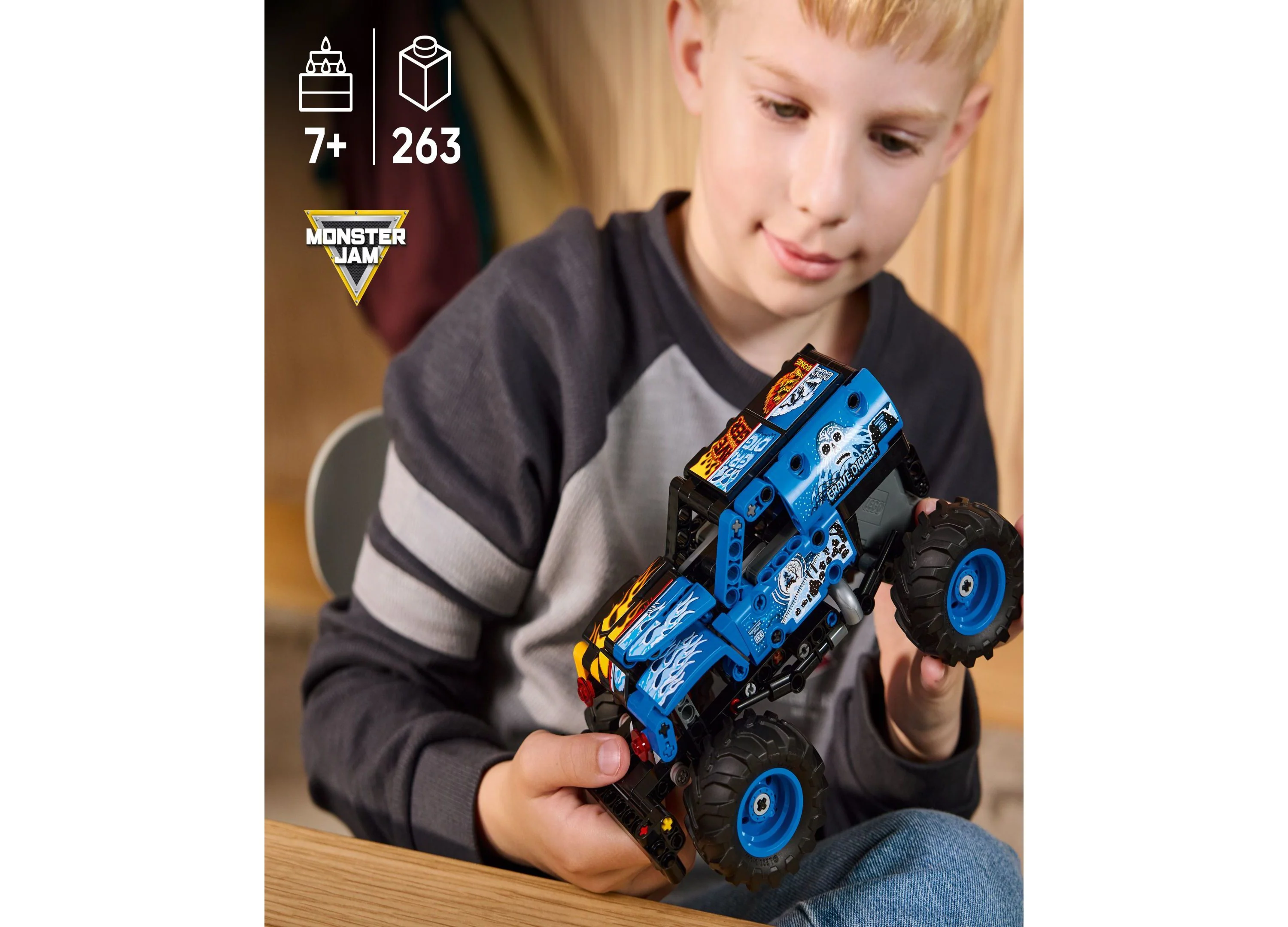 LEGO Technic Monster Jam Grave Digger Fire and Ice Pull-Back Truck - 263 Pieces - Image 4