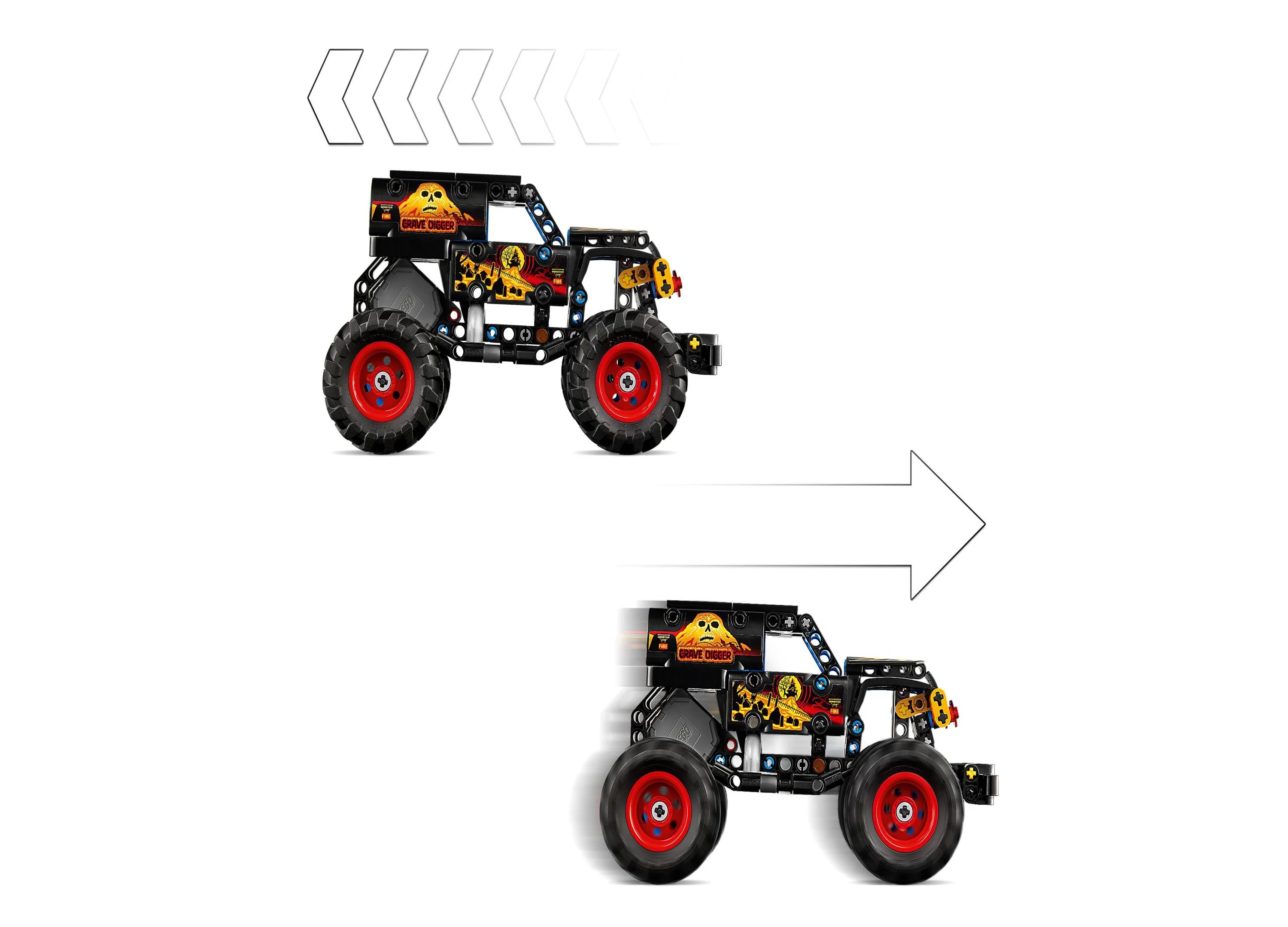 LEGO Technic Monster Jam Grave Digger Fire and Ice Pull-Back Truck - 263 Pieces - Image 6