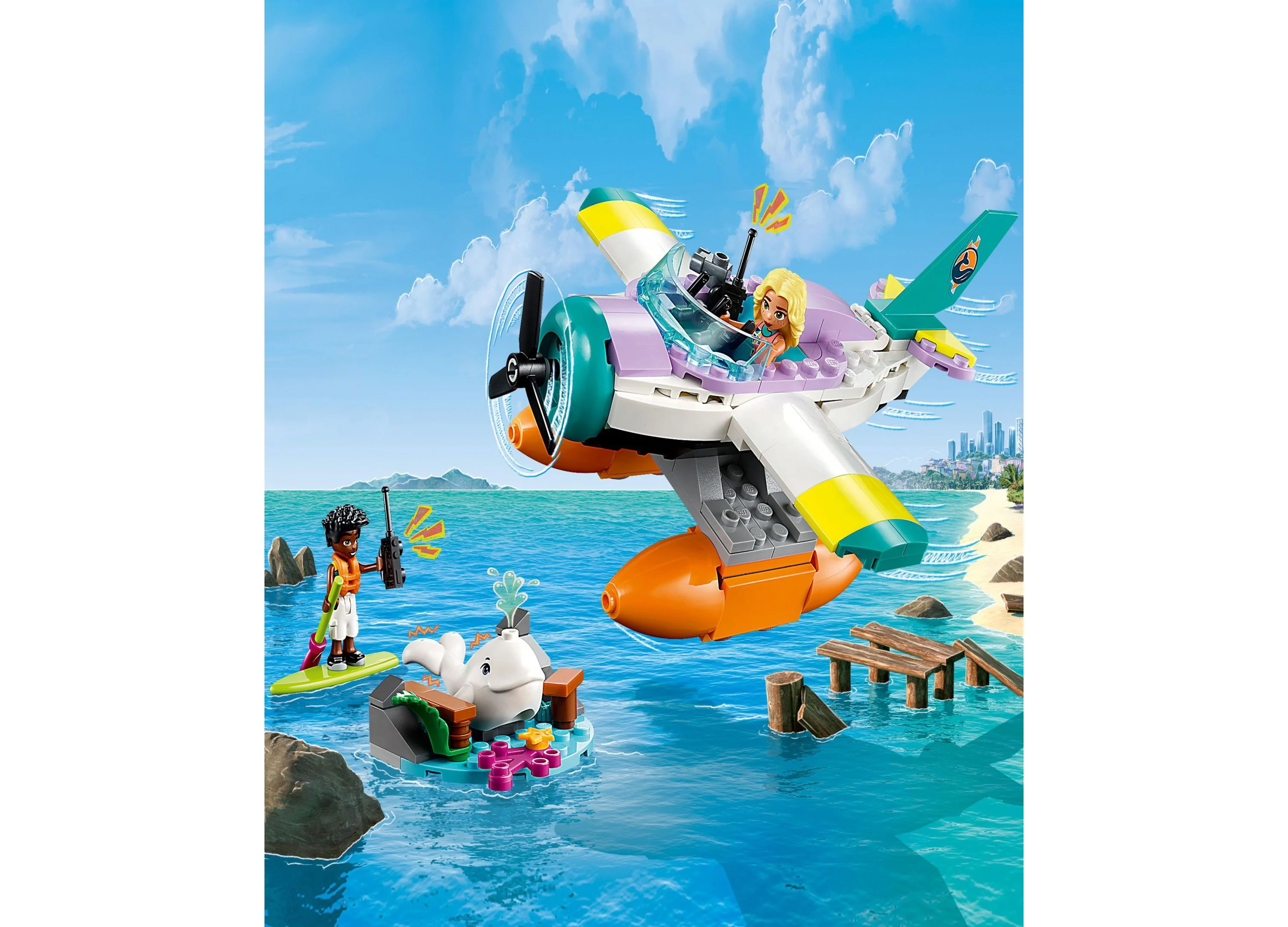 LEGO Friends 203-Piece Sea Rescue Plane Building Set with Mini-Dolls - 41752 - Image 2