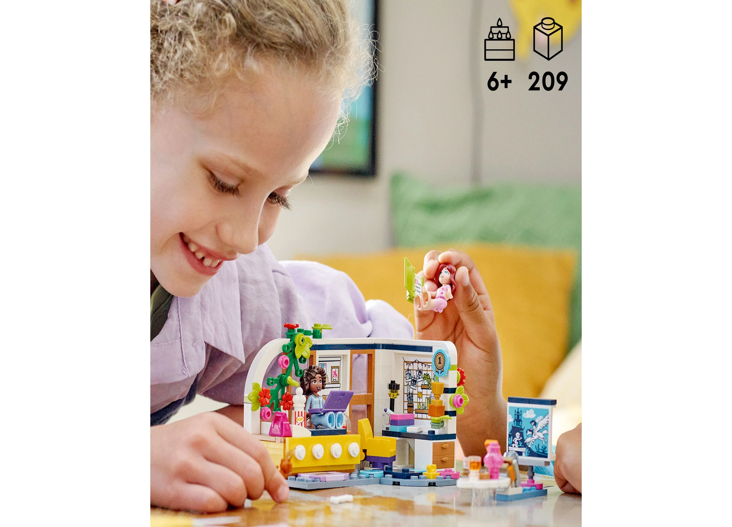 LEGO Friends 209-Piece Aliya's Room Building Set with Mini-Dolls and Accessories - Image 3