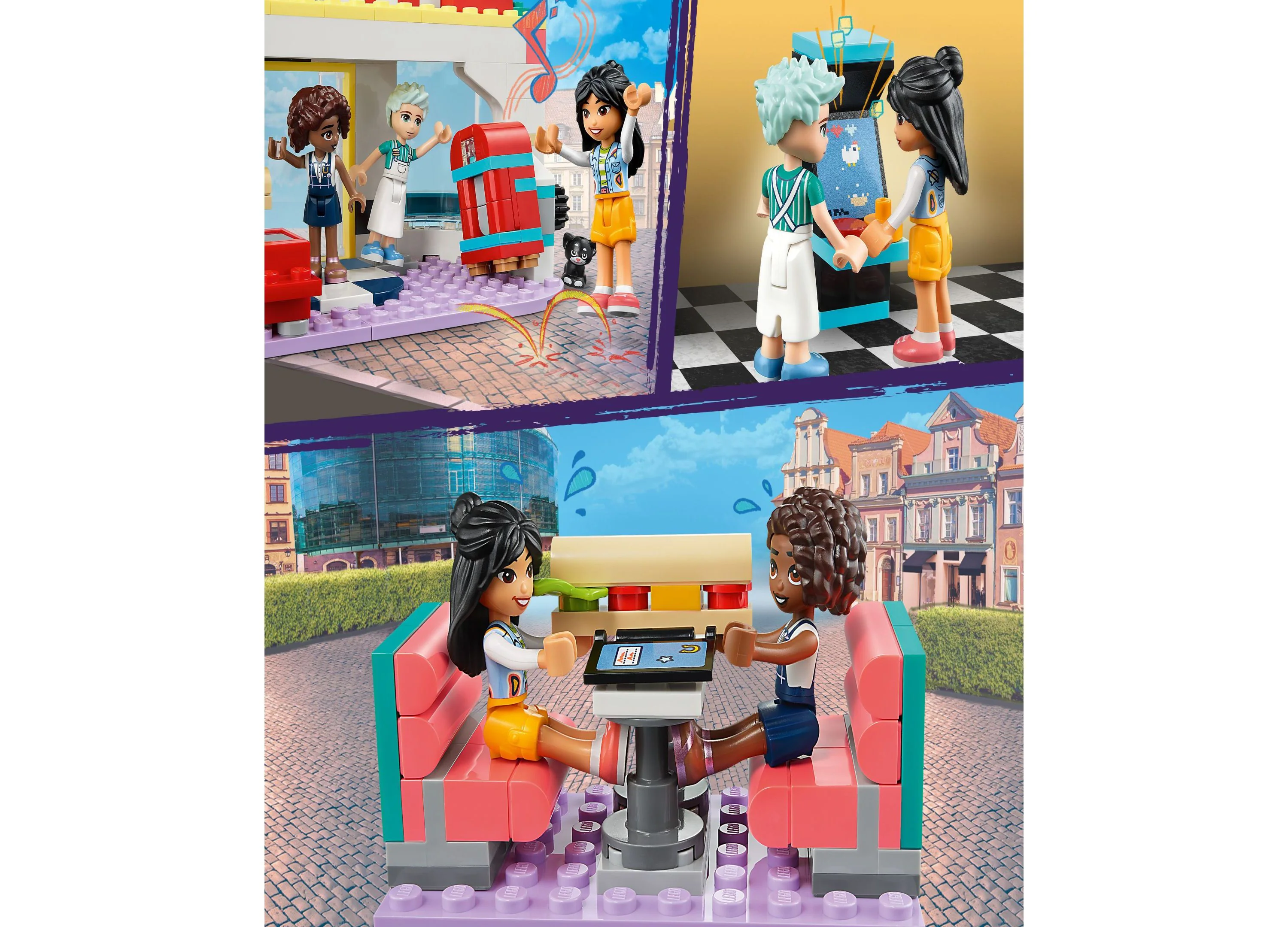 LEGO® Friends Heartlake Downtown Diner 41728 Toy Building Set with Liann, Aliya and Charli Figures - Image 5