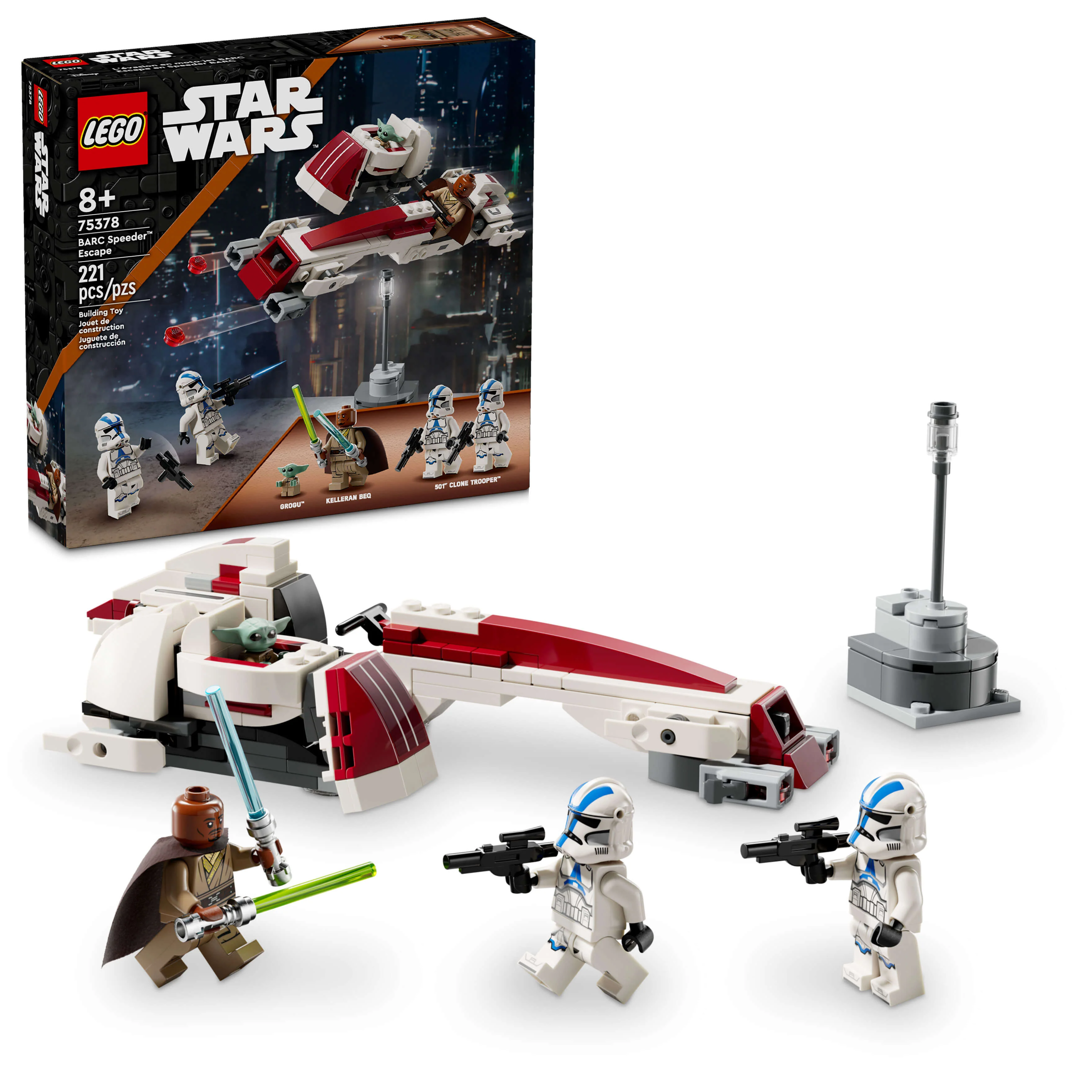 LEGO Star Wars 221-Piece BARC Speeder Escape Set - Featuring Grogu and Clone Troopers