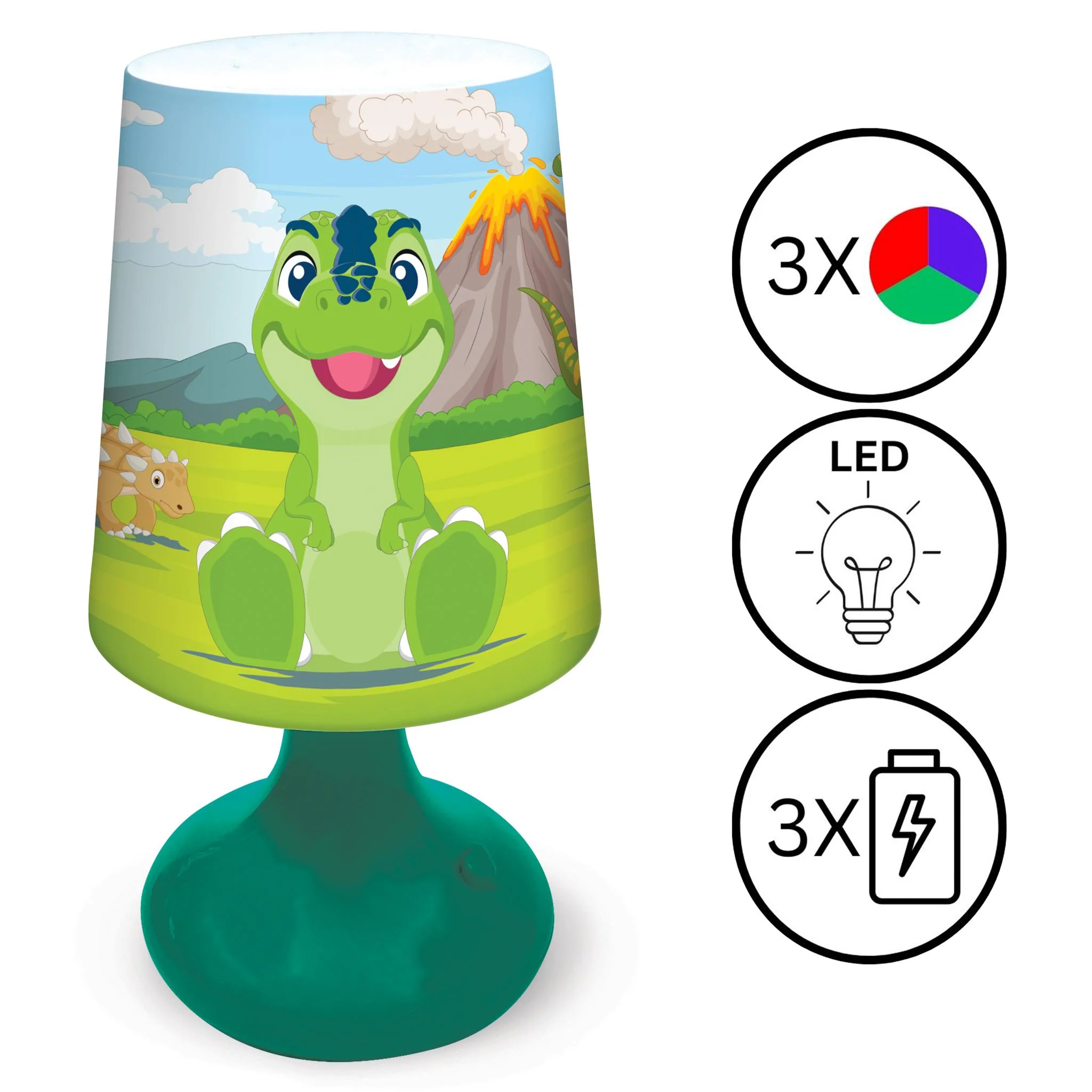 LEXIBOOK Dinosaur-Themed LED Wireless Mini Bedside Lamp - Multicolor - Image 3