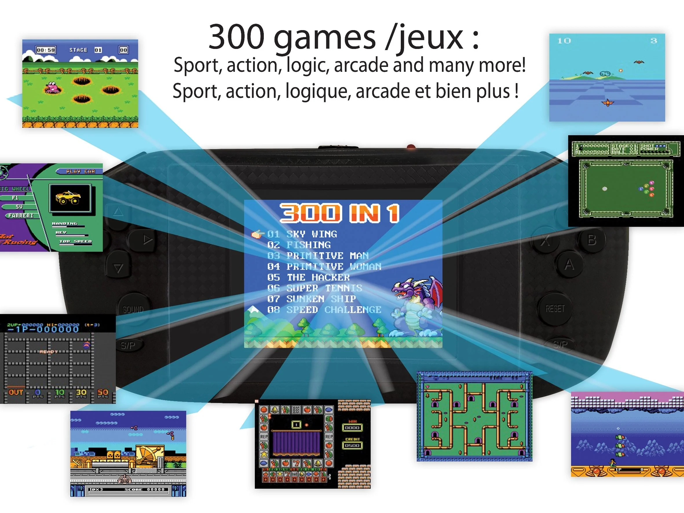 Lexibook Compact Power Arcade Handheld Gaming Console, 300 Games, Black - Image 2