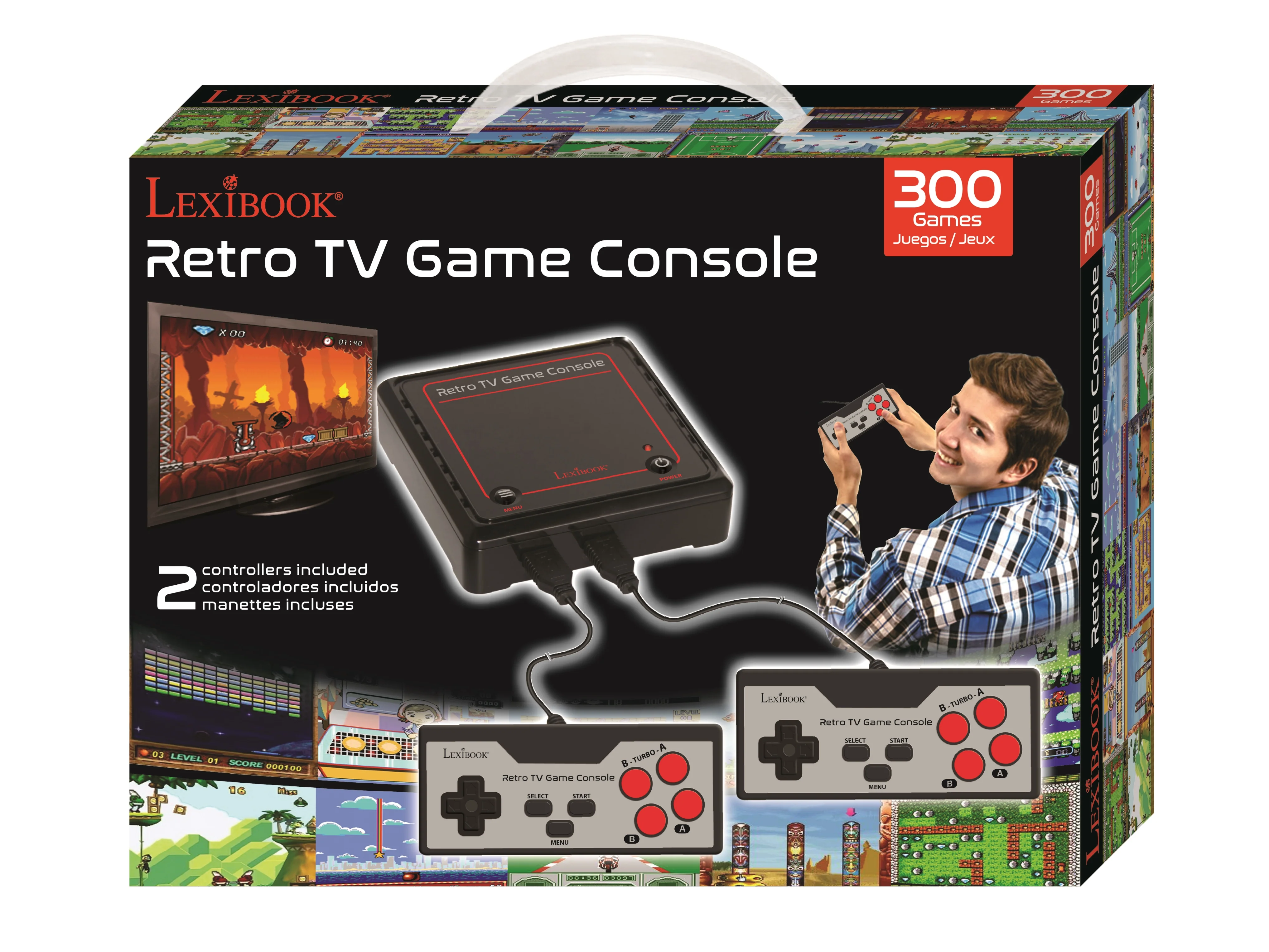 Lexibook Retro TV Game Console with 300 Built-in Games and Dual Controllers - Image 3