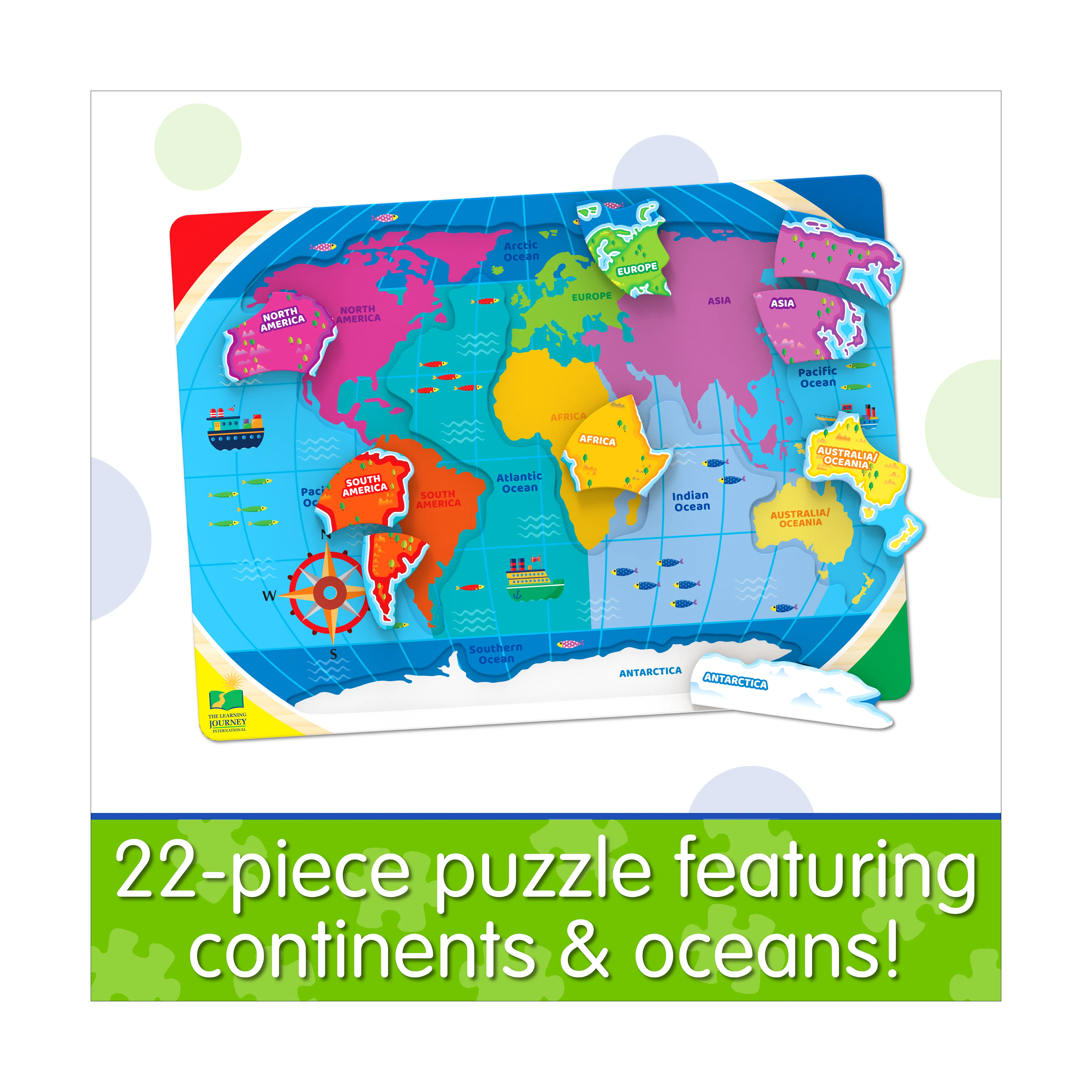 Lift & Learn Puzzle - Global Explorer - Continents & Oceans - 22 Pieces - Image 4