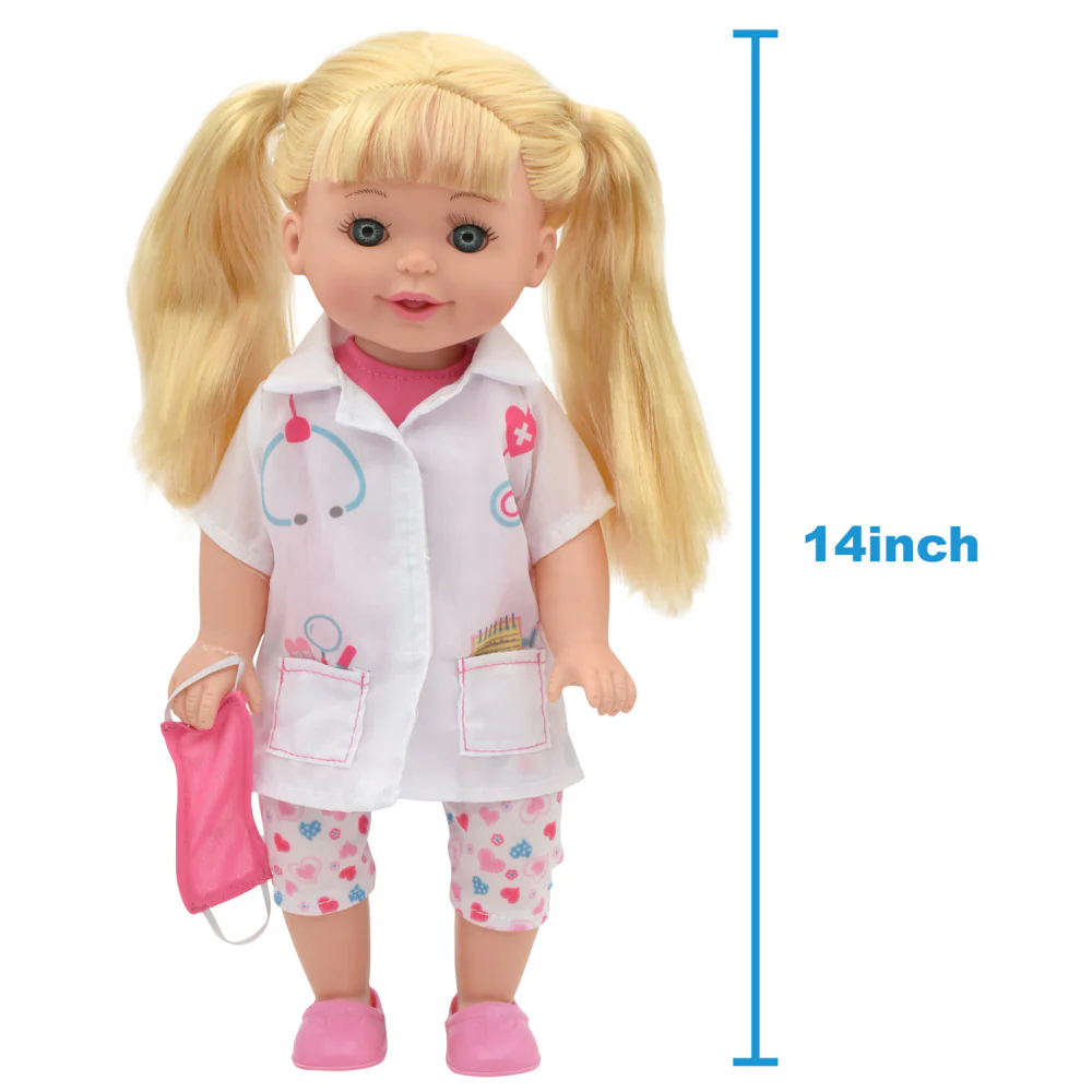 Lil Tots Talking Doctor Playset - 14" Blonde Doll with Pink & White Outfit - Image 3