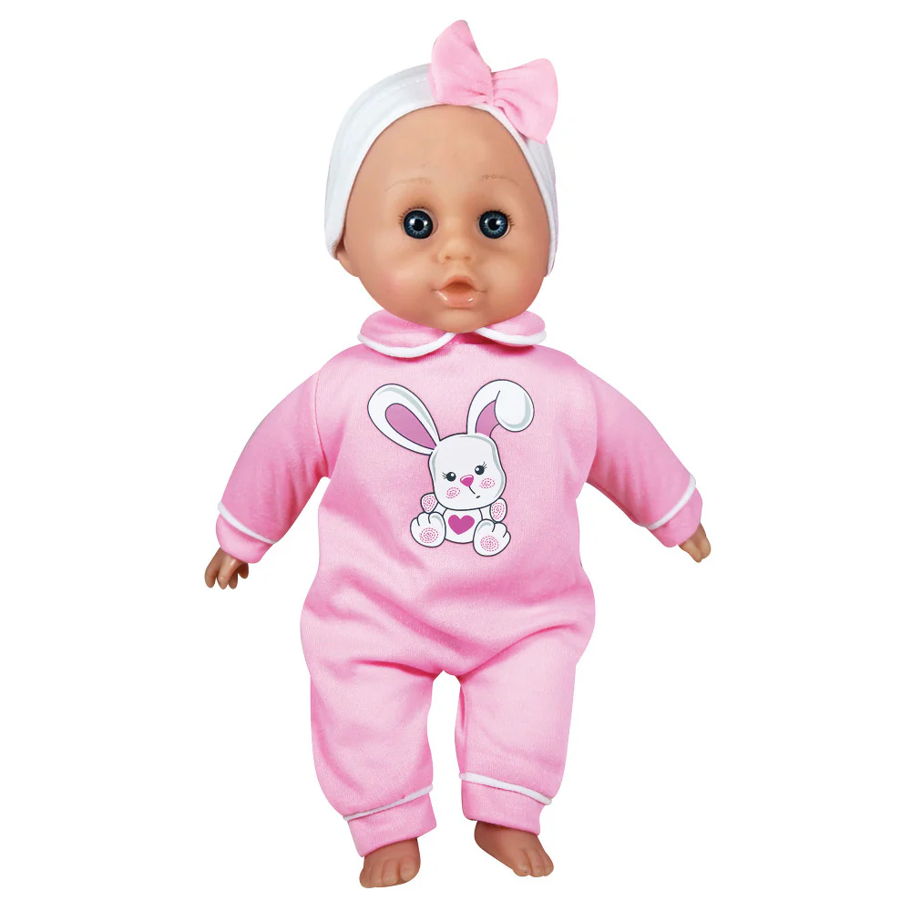 Lissi 14-inch Talking Baby Doll with Crib - Pink Bunny Outfit - Image 3