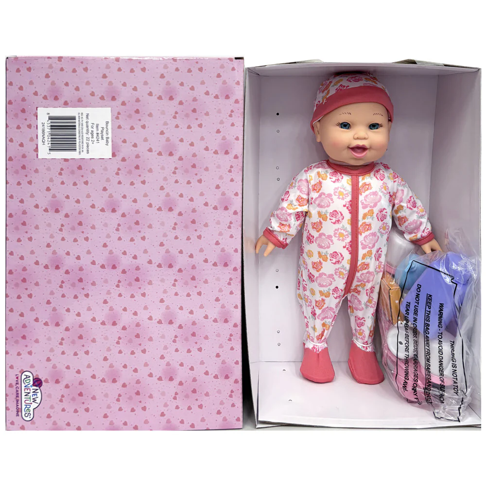 Little Darlings 12-inch Interactive Bouncing Baby Doll Playset - Pink & White - Image 5