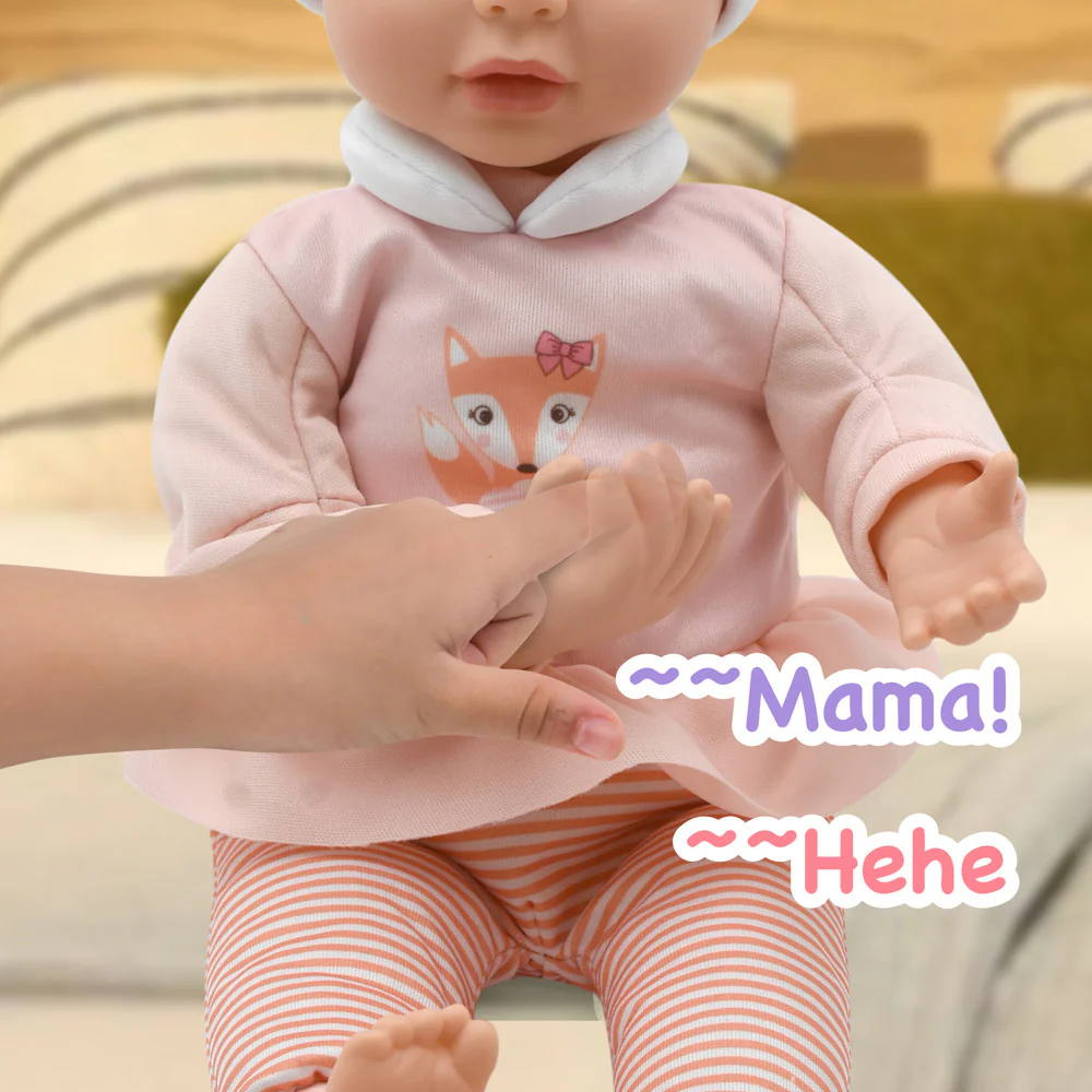 Little Darlings 14 Inch - Sweet Touch Baby Doll with Fox-Pink-White Outfit - Image 3