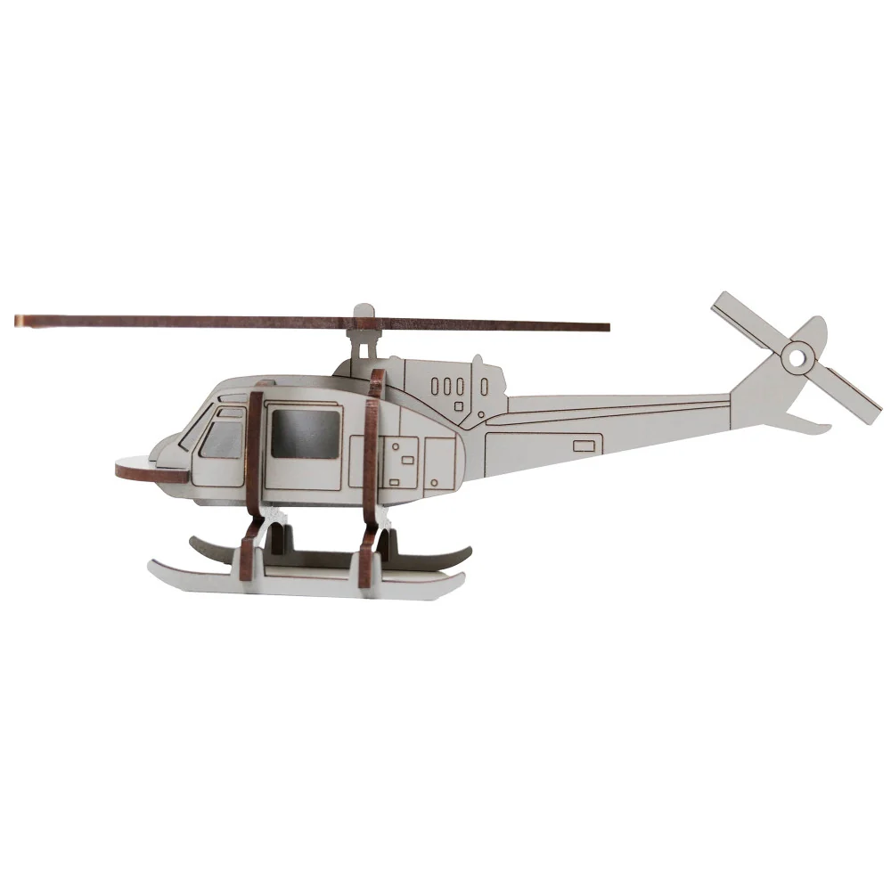 Little & Wood Helicopter: 3D Medium Woodlet Kit - Grey - Image 2