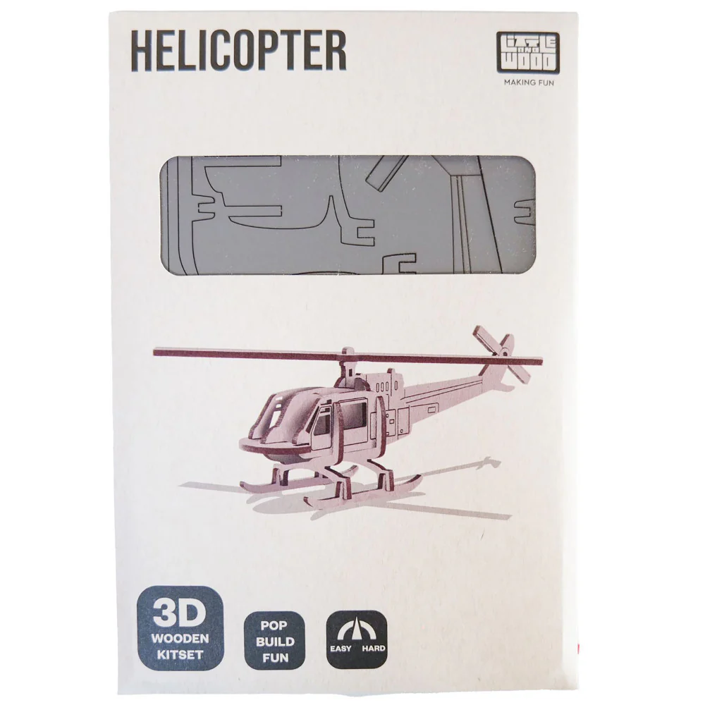 Little & Wood Helicopter: 3D Medium Woodlet Kit - Grey - Image 3