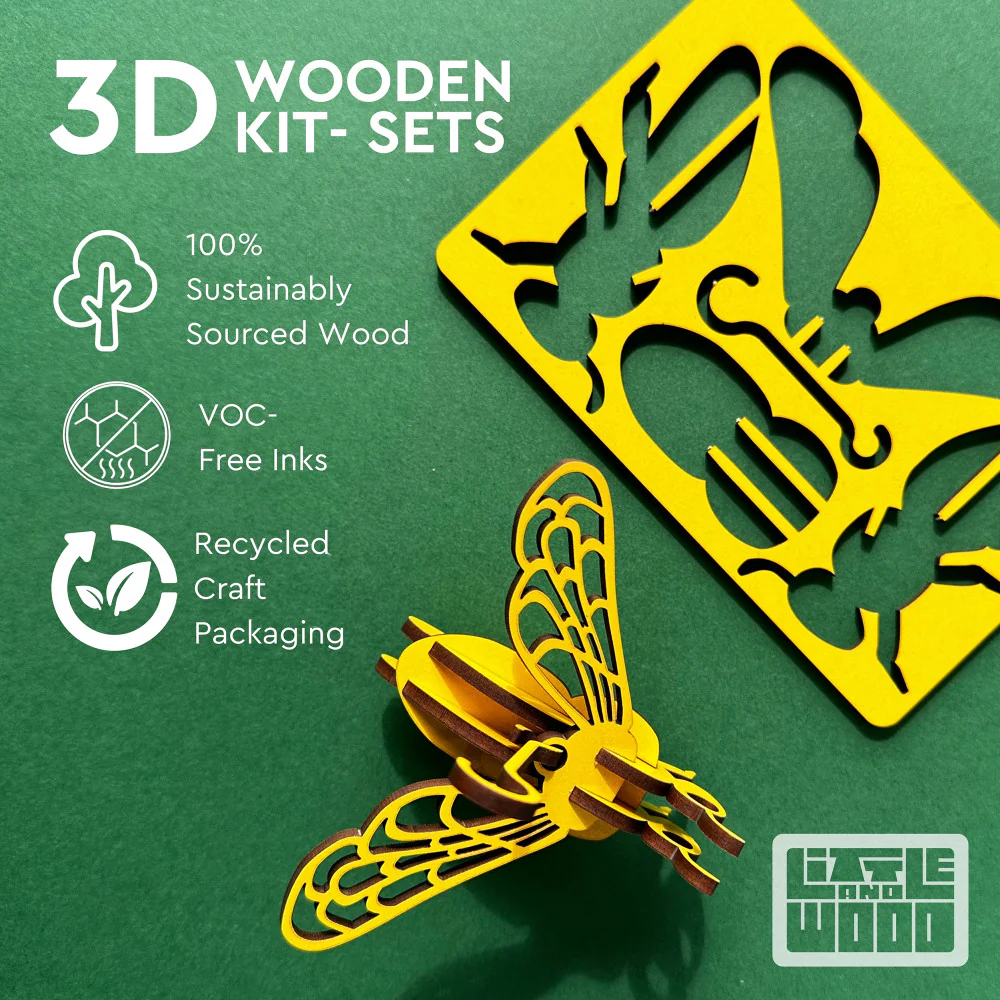 Little & Wood Helicopter: 3D Medium Woodlet Kit - Grey - Image 4