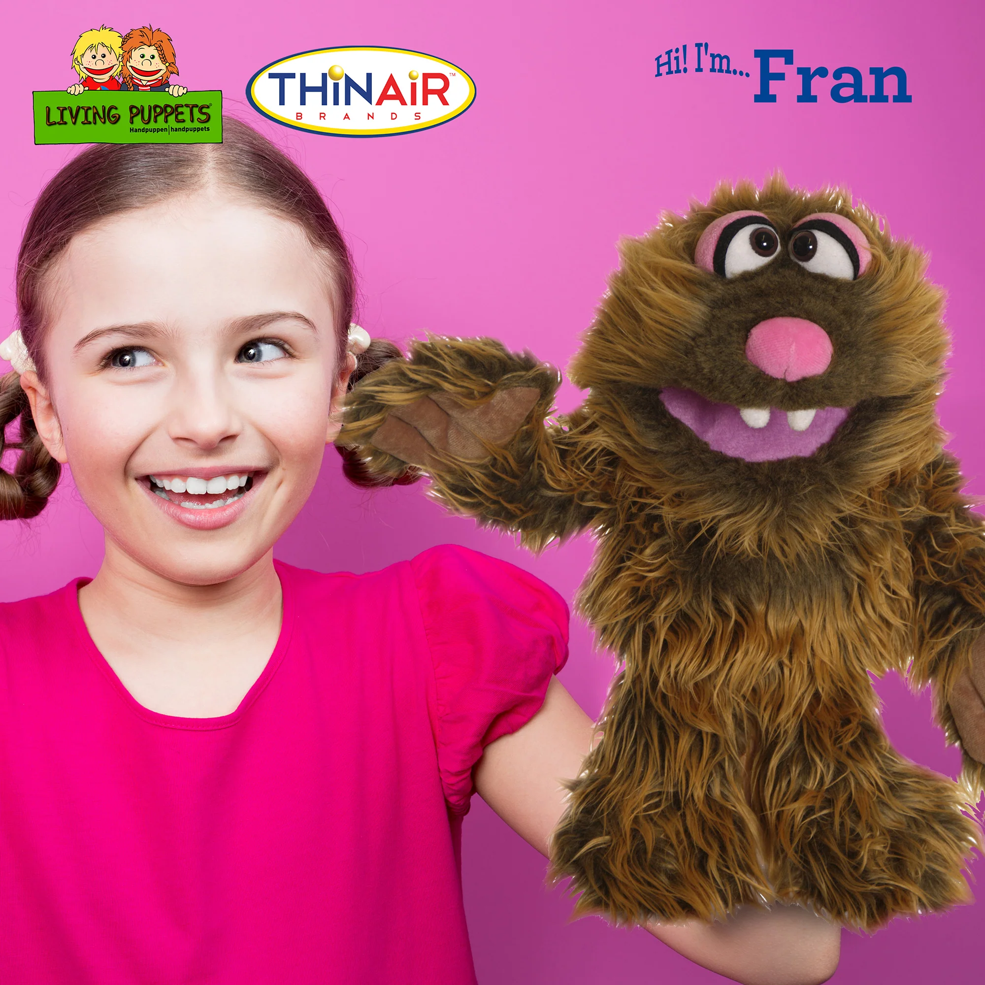 Living Puppets Fran The Friendly Brown Monster 12" Plush Hand Puppet - Image 3