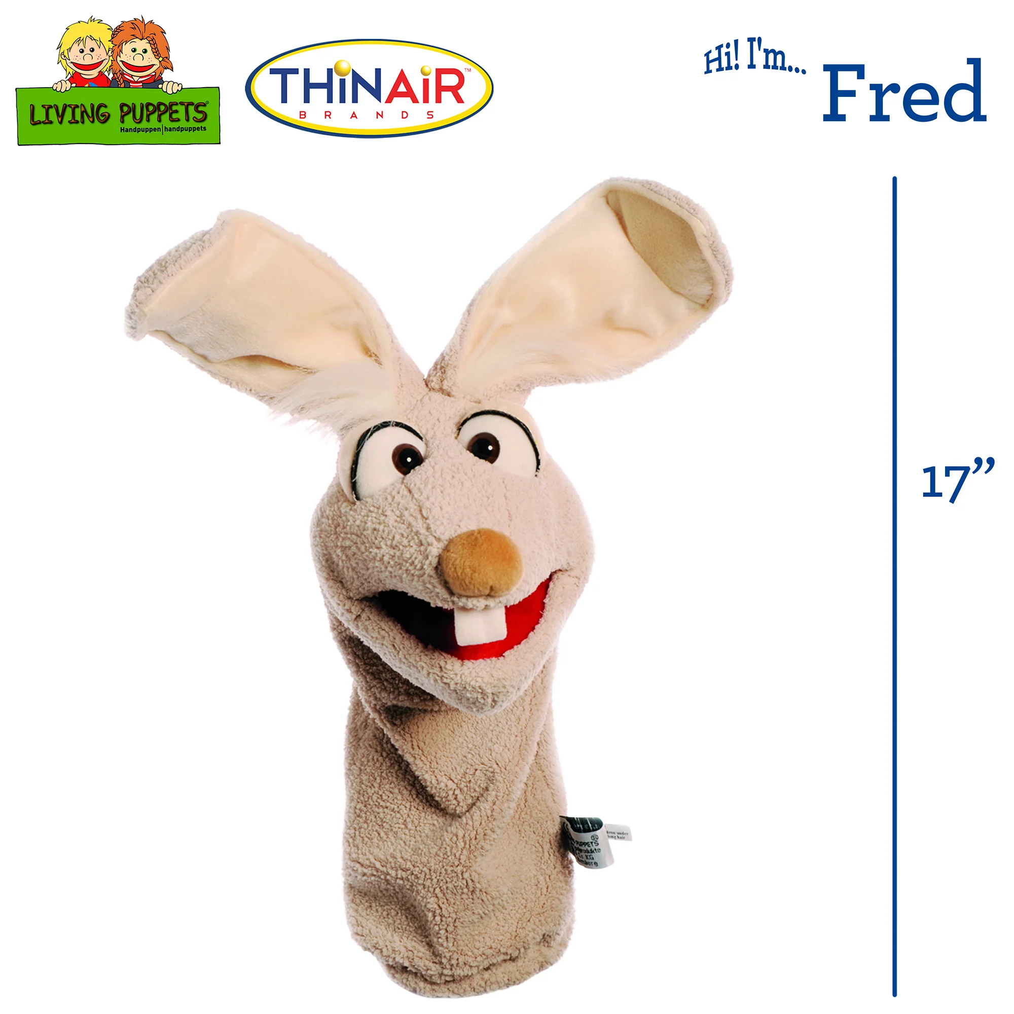 Living Puppets Handmade Cream Plush - Fred The Rabbit, 17" Hand Puppet - Image 2