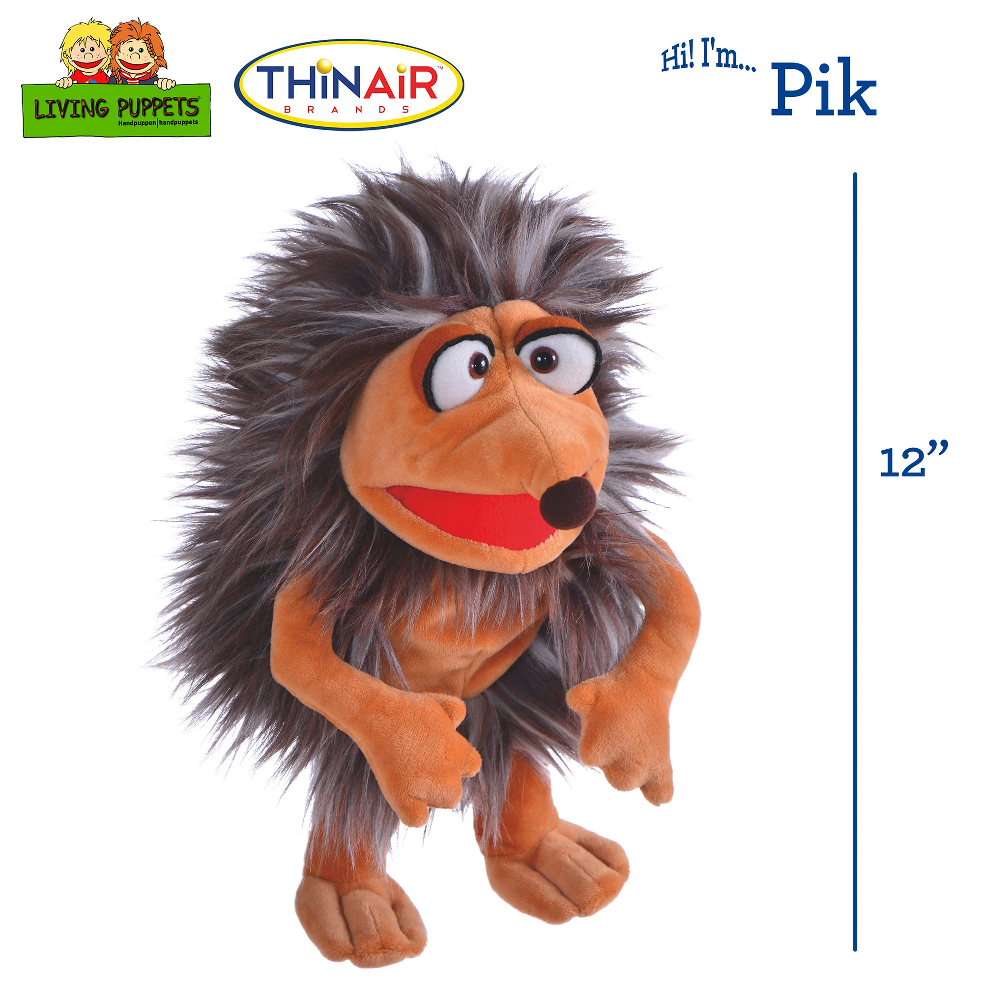 Living Puppets Handmade Pik The Hedgehog - 12" Plush Hand Puppet - Image 2
