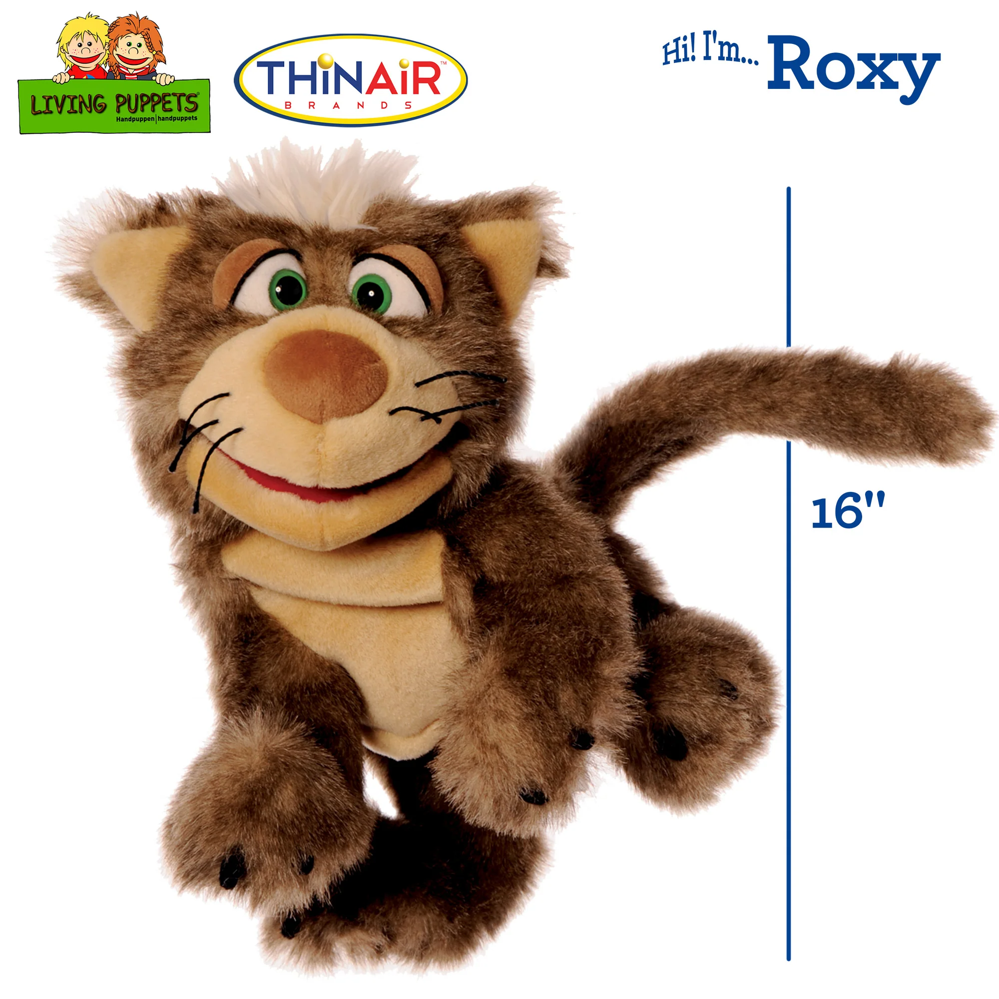 Living Puppets Roxy The Brown Cat 16" Plush Hand Puppet - Image 2