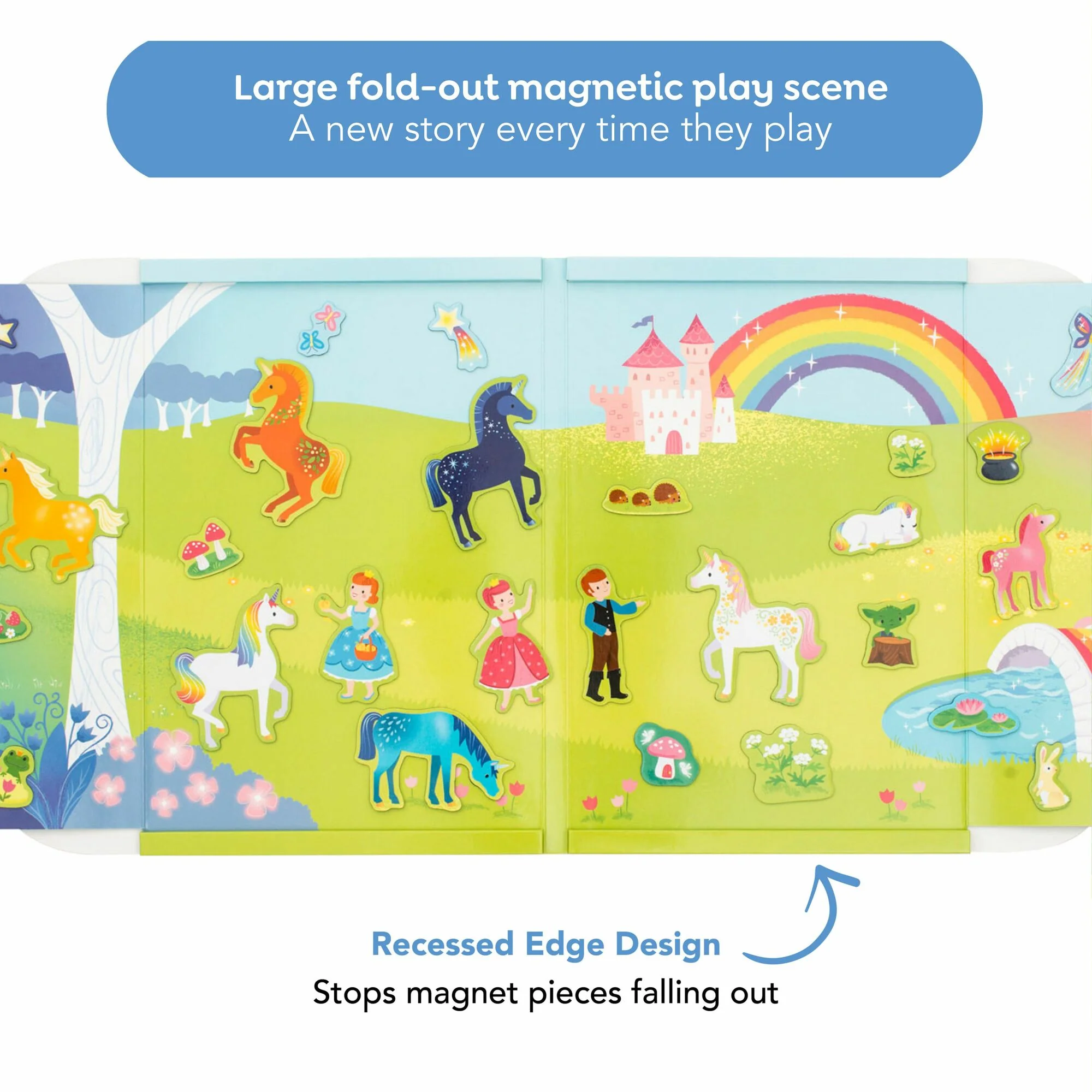 Magna Carry Unicorn Kingdom - Magical Fold-Out Magnetic Play Scene with Unicorns and Princesses for Kids Ages 3+ - Image 3