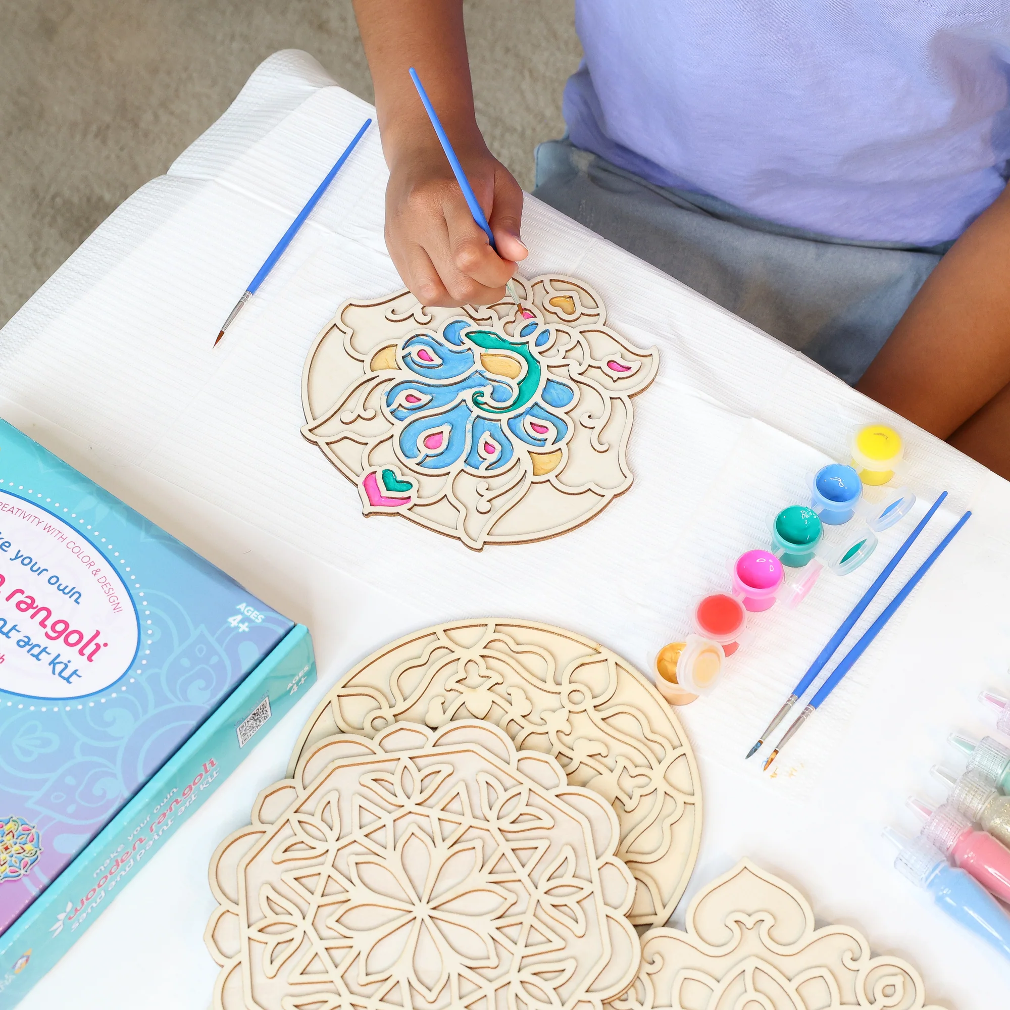 Kulture Khazana Wooden Rangoli 2-In-1 Sand Art & Paint Kit - Image 4