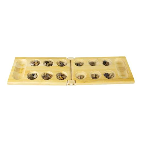 Bamboo Classic Mancala Game with Colorful Stones - Image 8