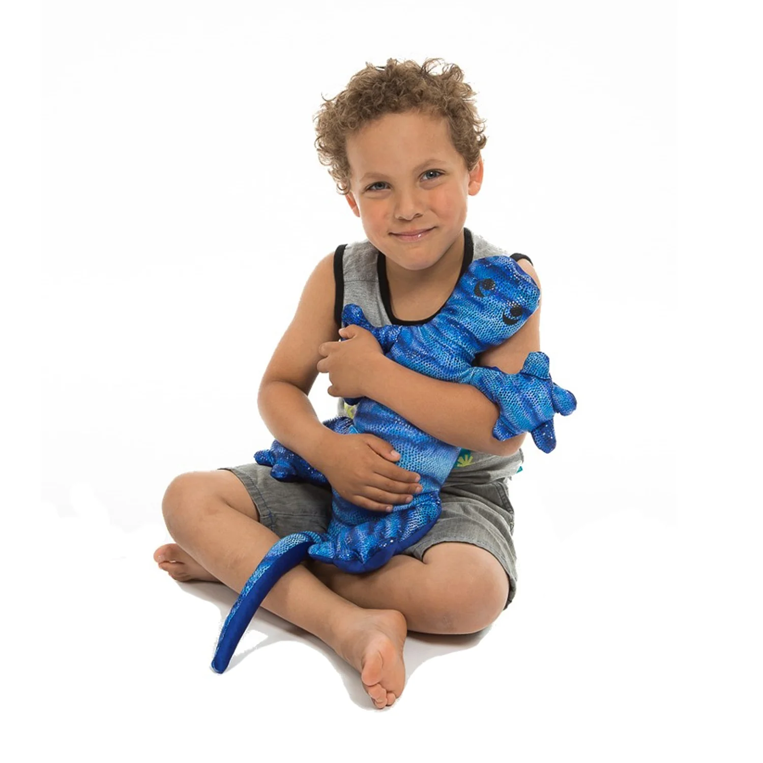 Manimo Sparkly Lycra Weighted Lizard Plush - Serene Blue - Image 2