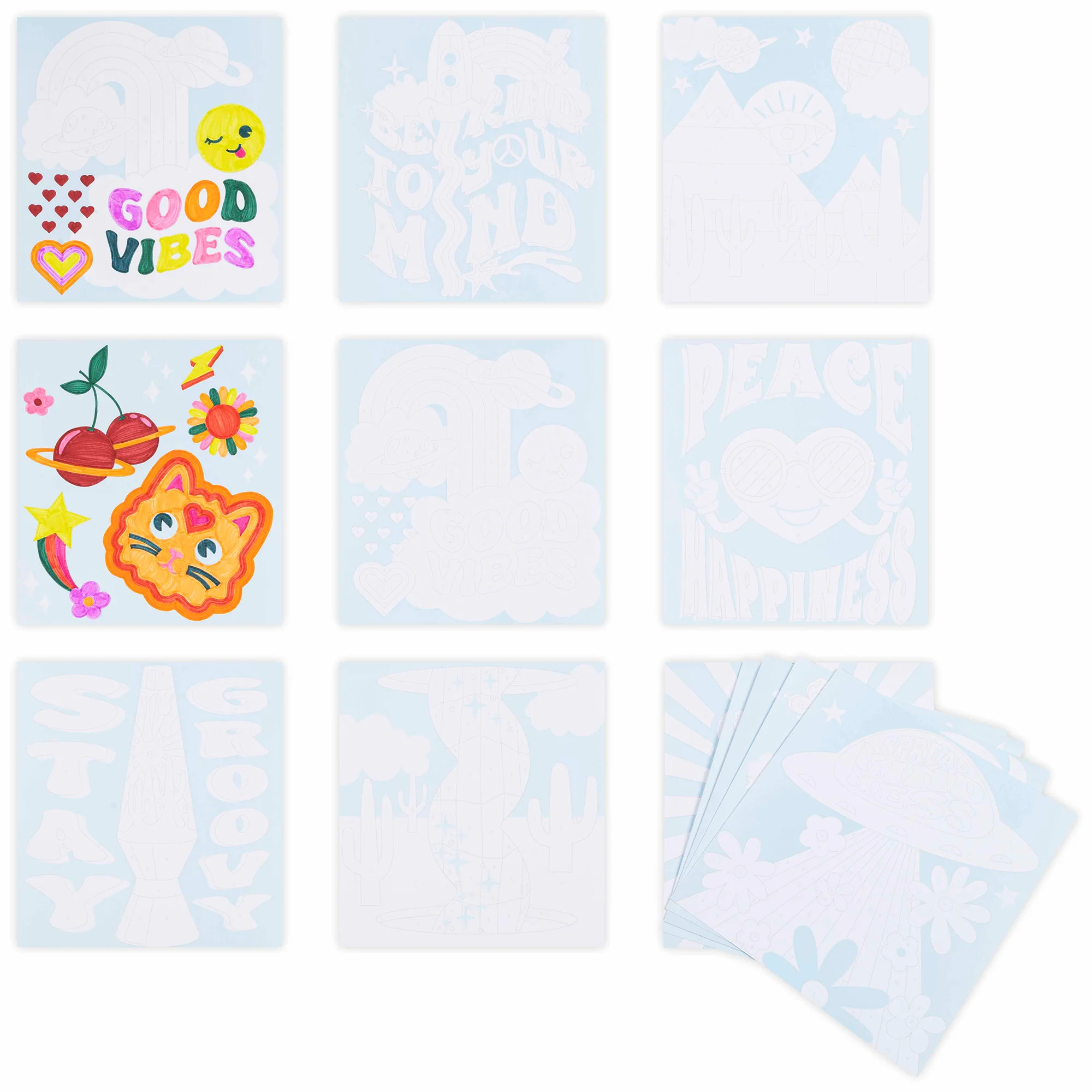 Good Vibes Marker Color By Number Kit With 12 Designs - Image 3