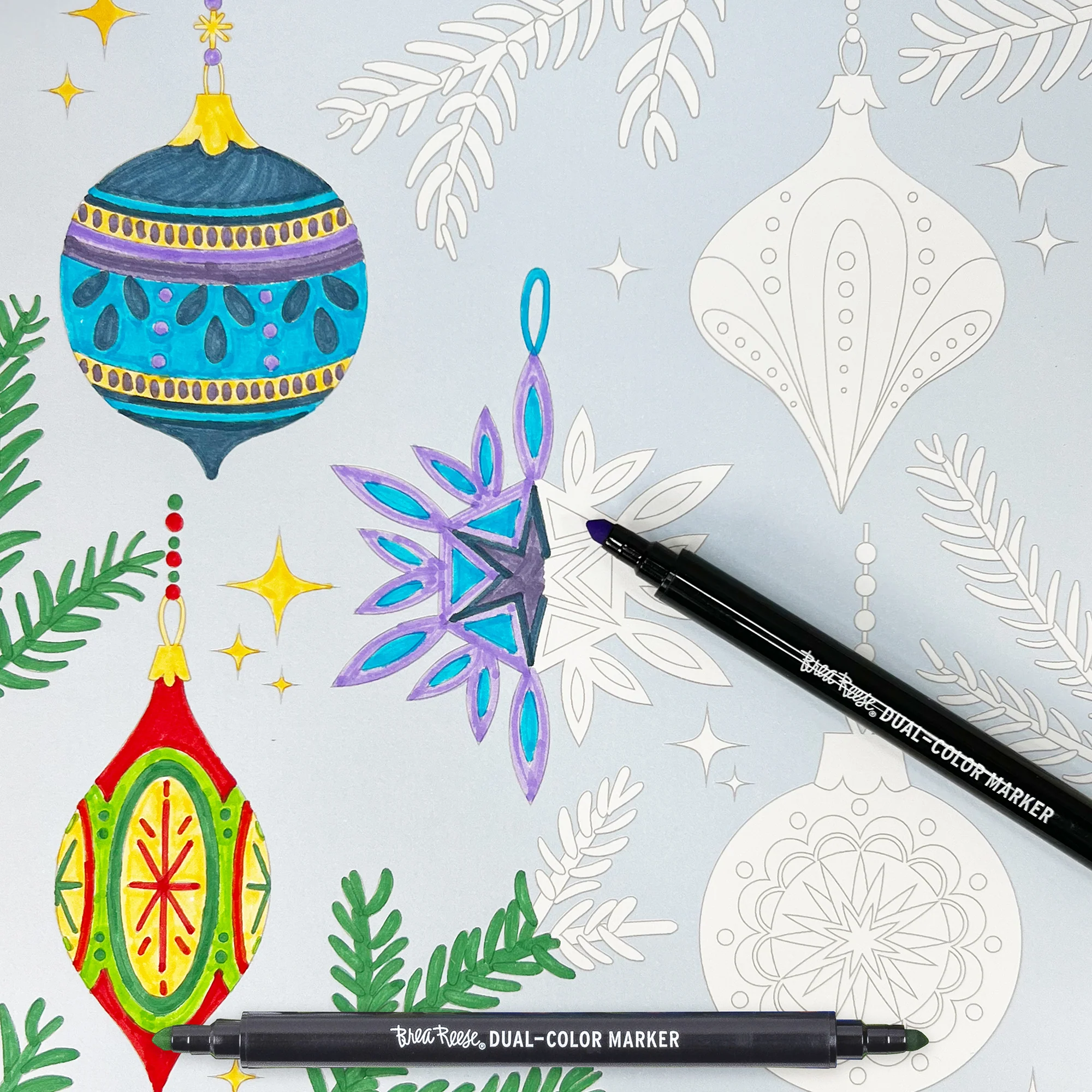 Vivid By Brea Reese Christmas Tree Marker Coloring Kit With 5 Dual-Color Markers - Image 4