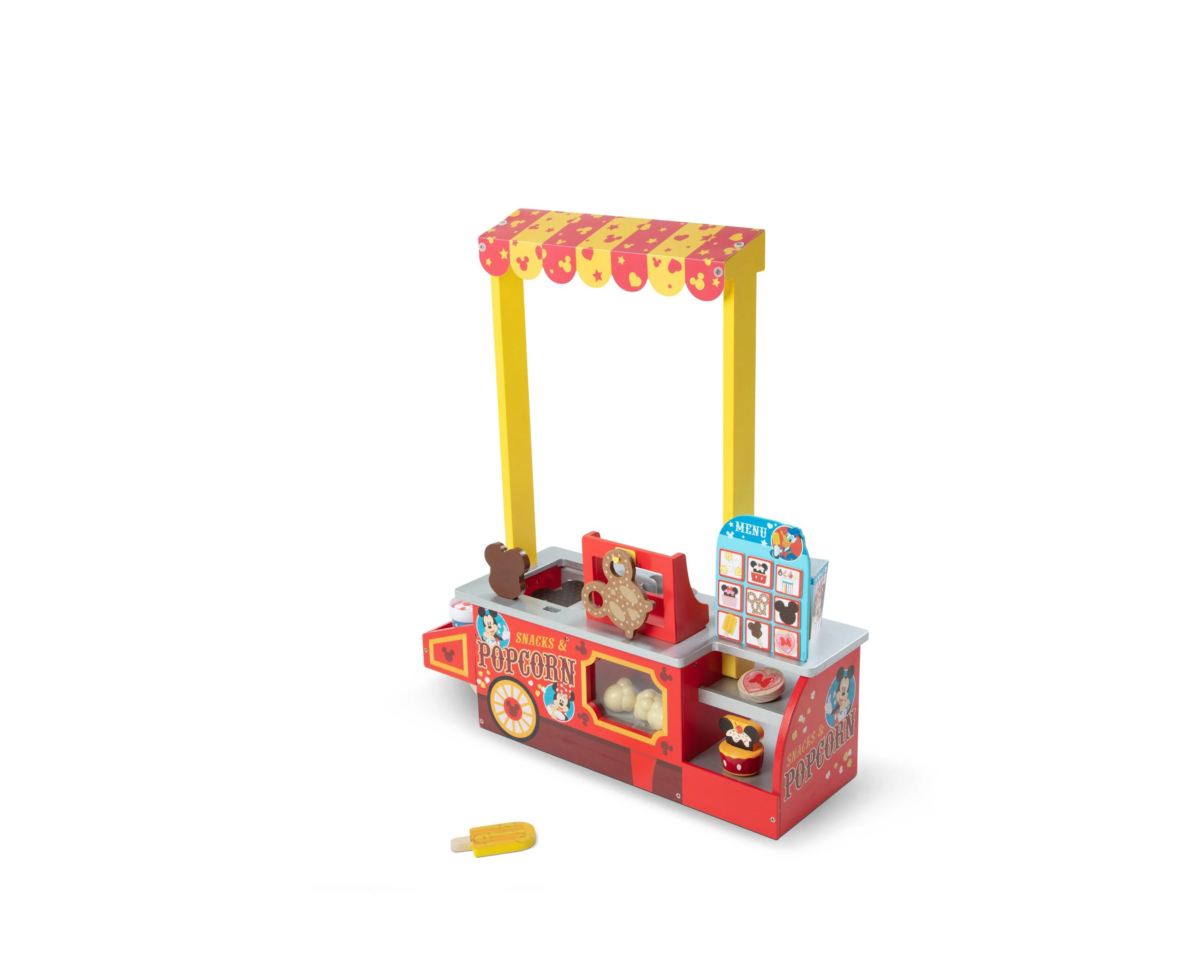 Melissa & Doug Disney Mickey Mouse Snacks Popcorn Wooden Food Counter 24-Piece Set