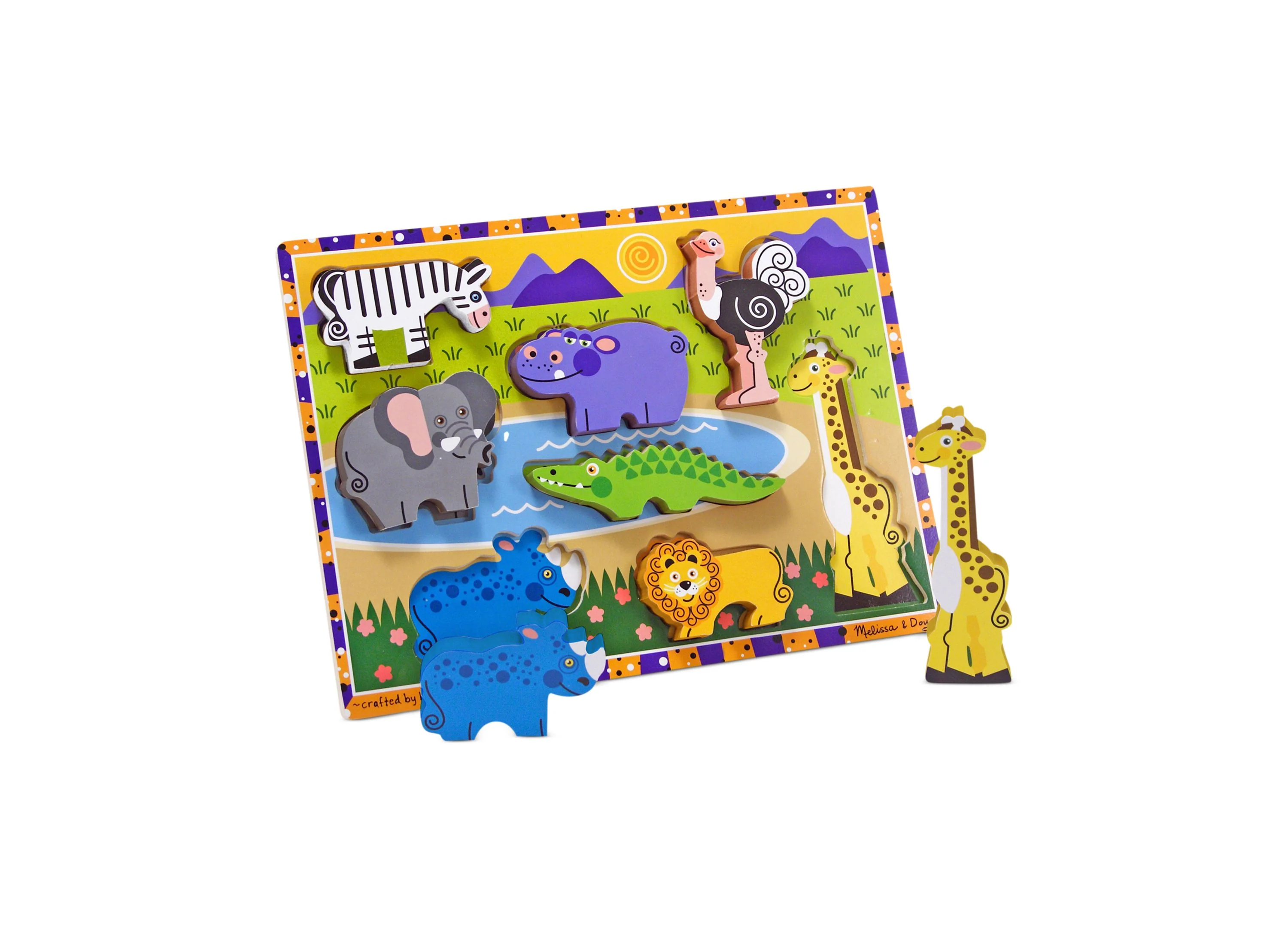 Melissa & Doug Safari 8 pc Wooden Chunky Puzzle