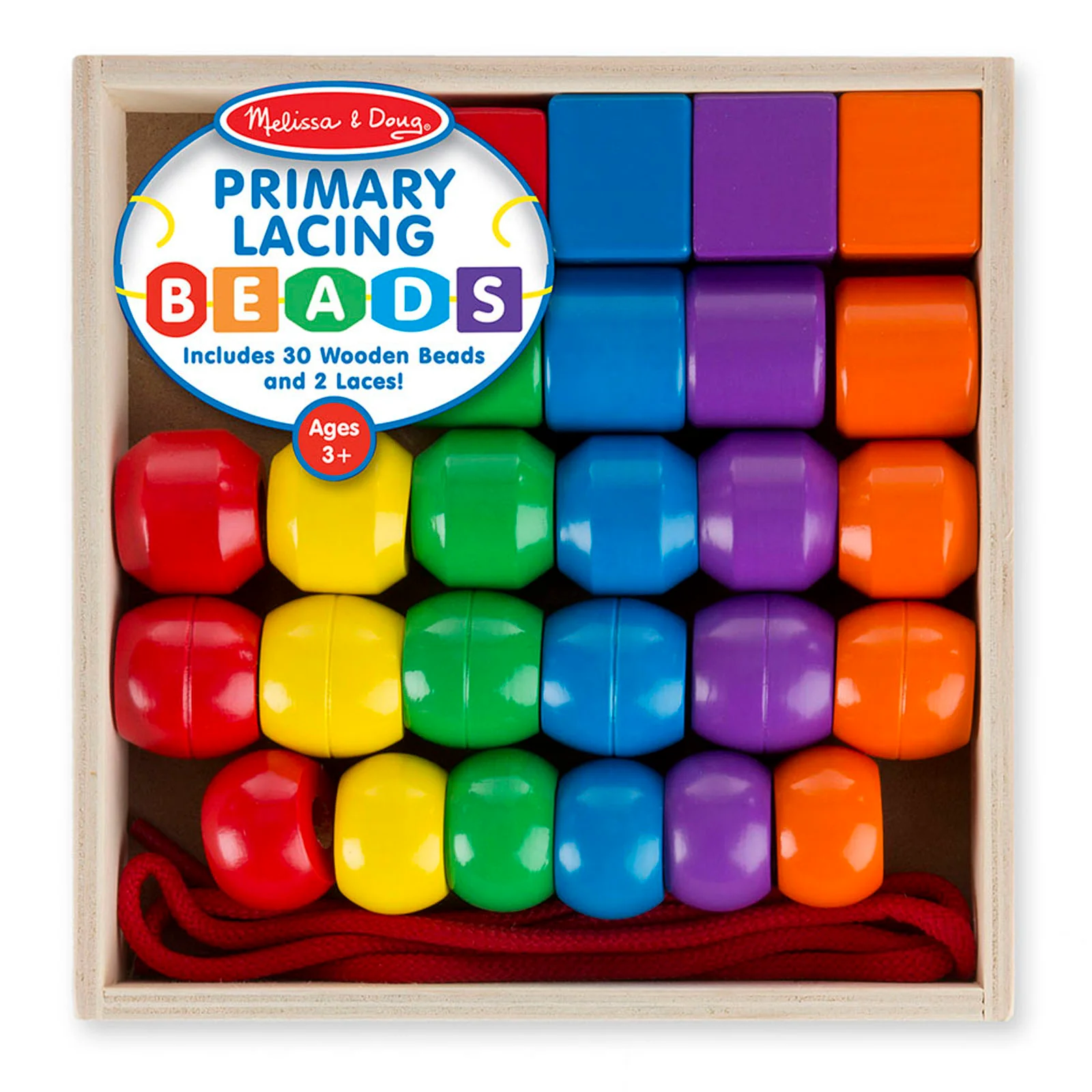 Melissa & Doug Primary Lacing Beads - Colorful Wooden Educational Toy - Image 2