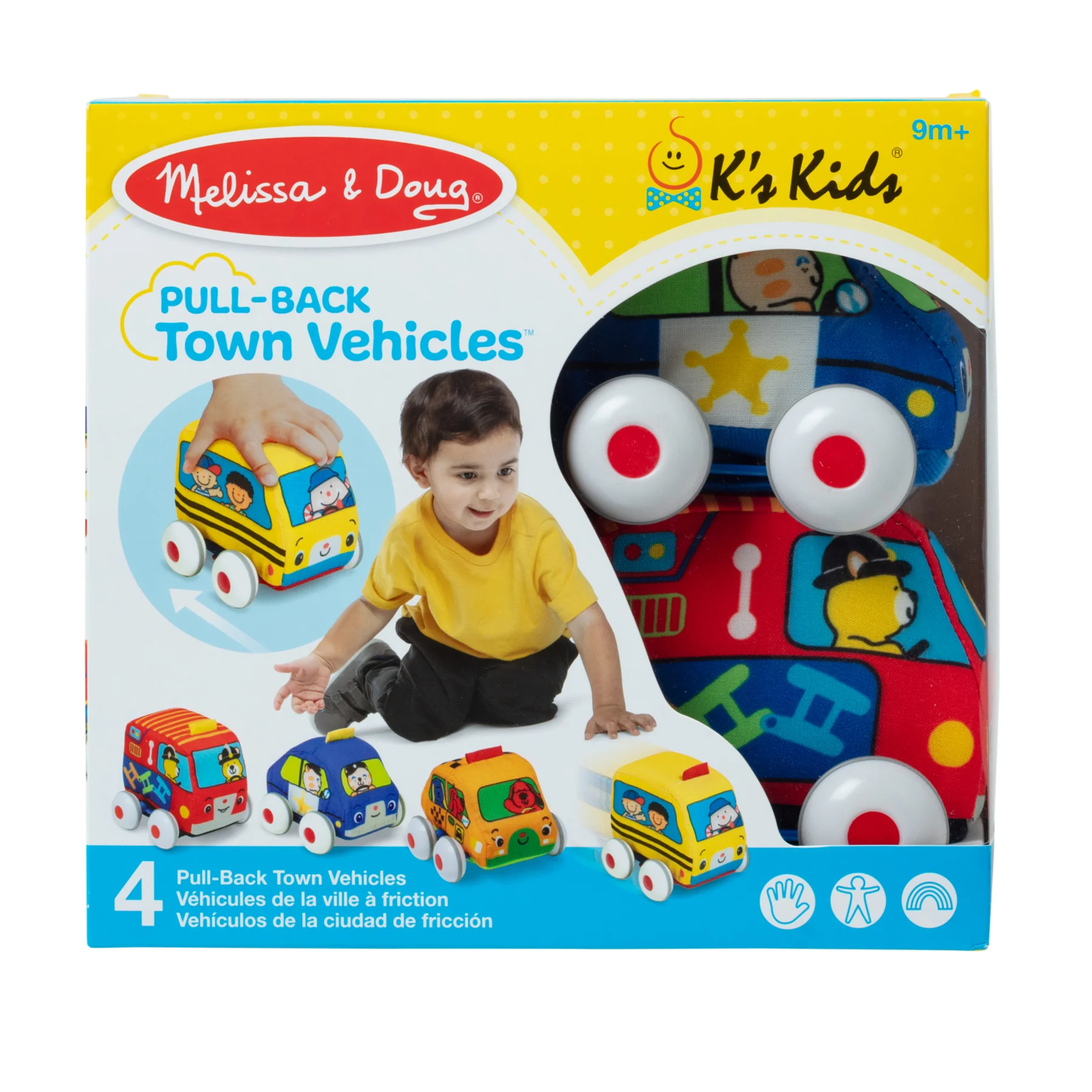 Melissa & Doug K's Kids Pull-Back Vehicle Set – Soft Baby Toy