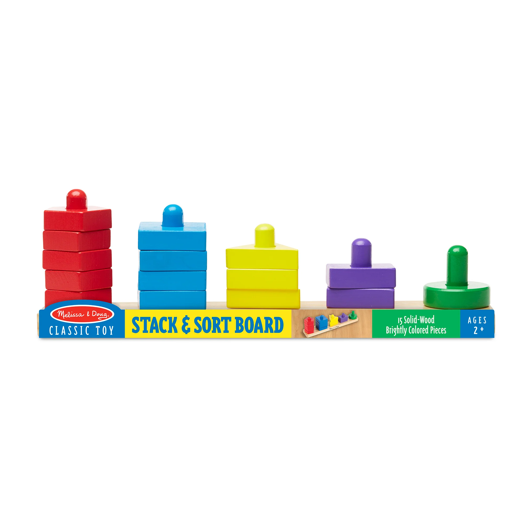 Melissa & Doug Stack & Sort Board - Colorful Wooden Block Puzzle - Image 2
