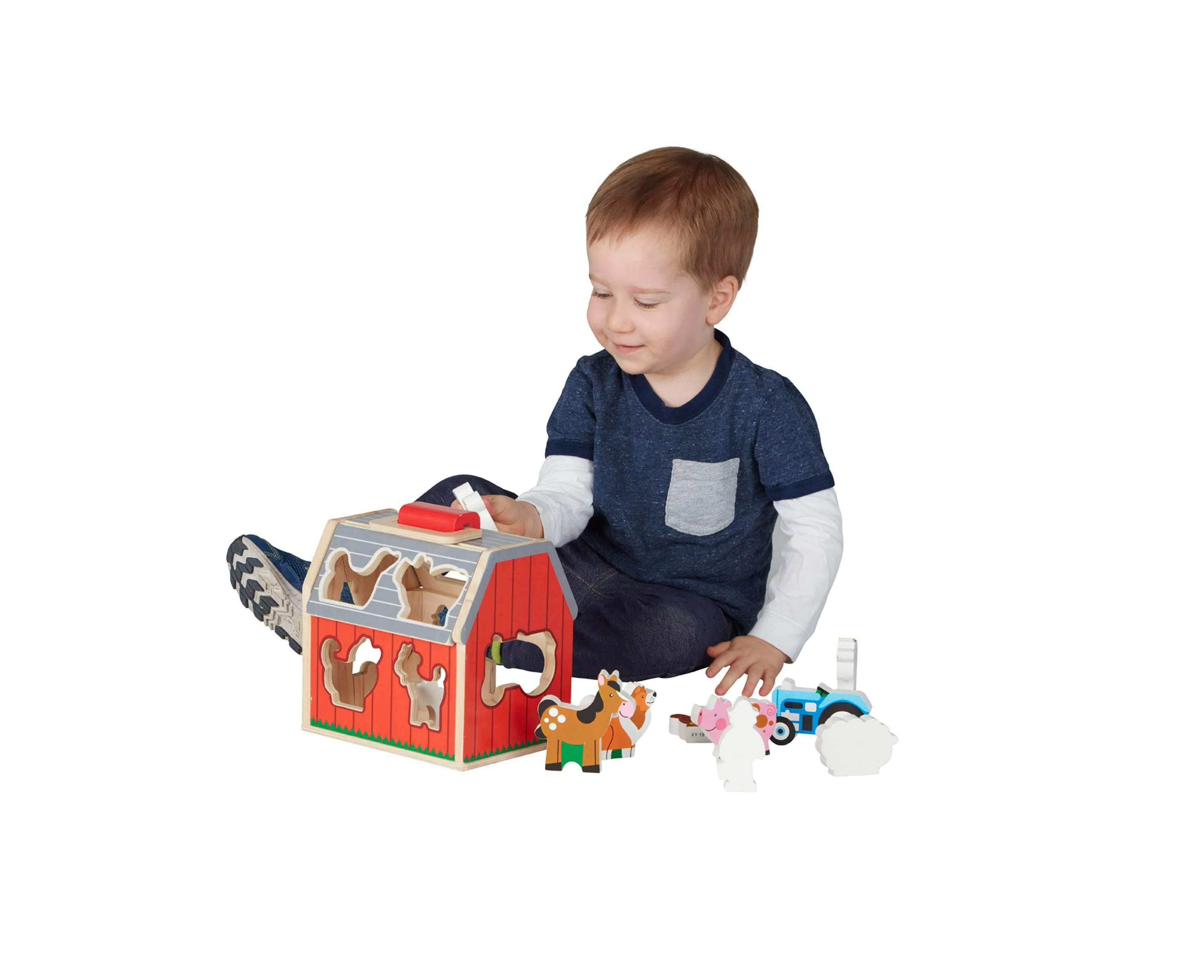 Melissa & Doug Take-Along Sorting Barn - 11-Piece Wooden Shape Sorter & Farm Playset For Ages 2+ - Image 2