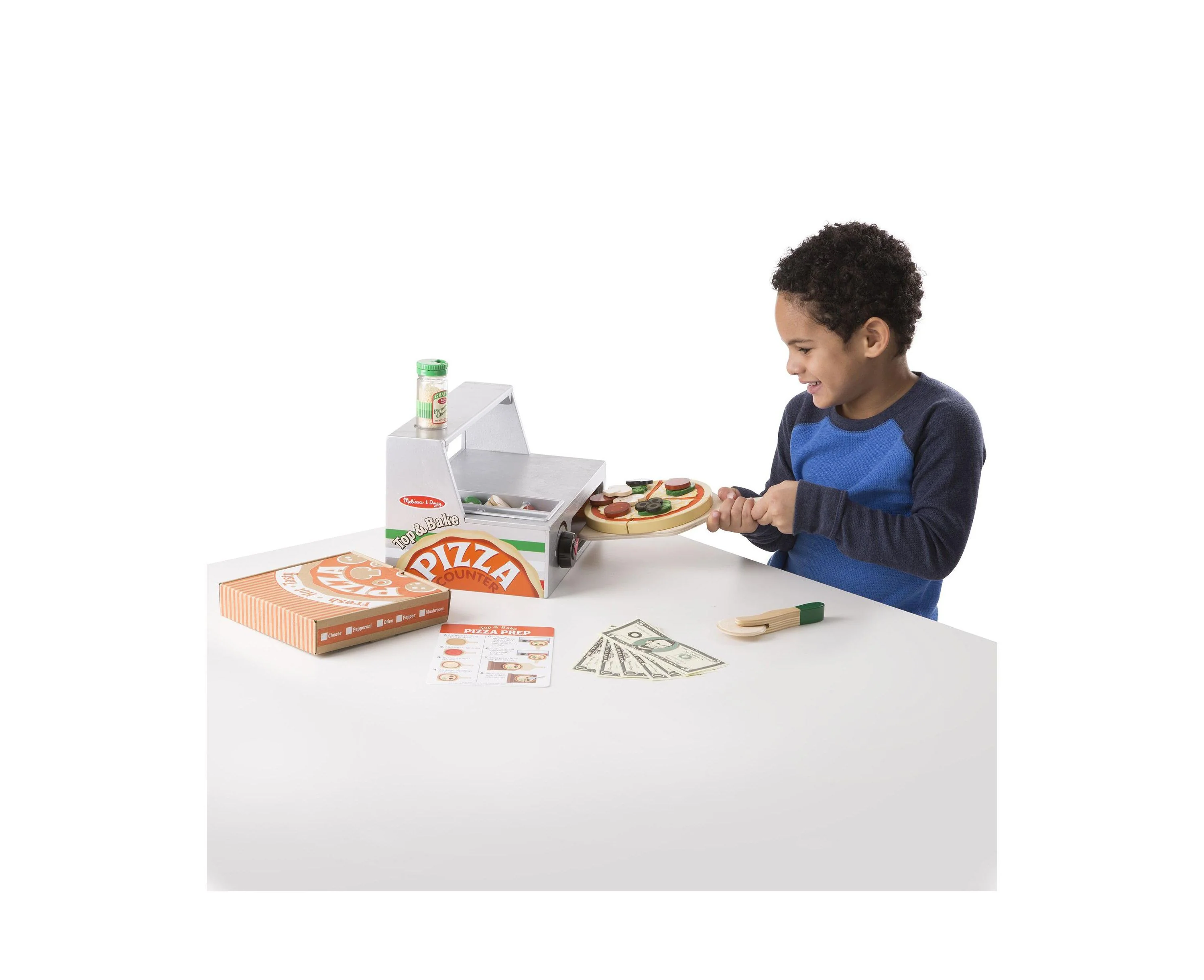 Melissa & Doug Top & Bake Wooden Pizza Counter Play Set - 41 Pieces - Image 6