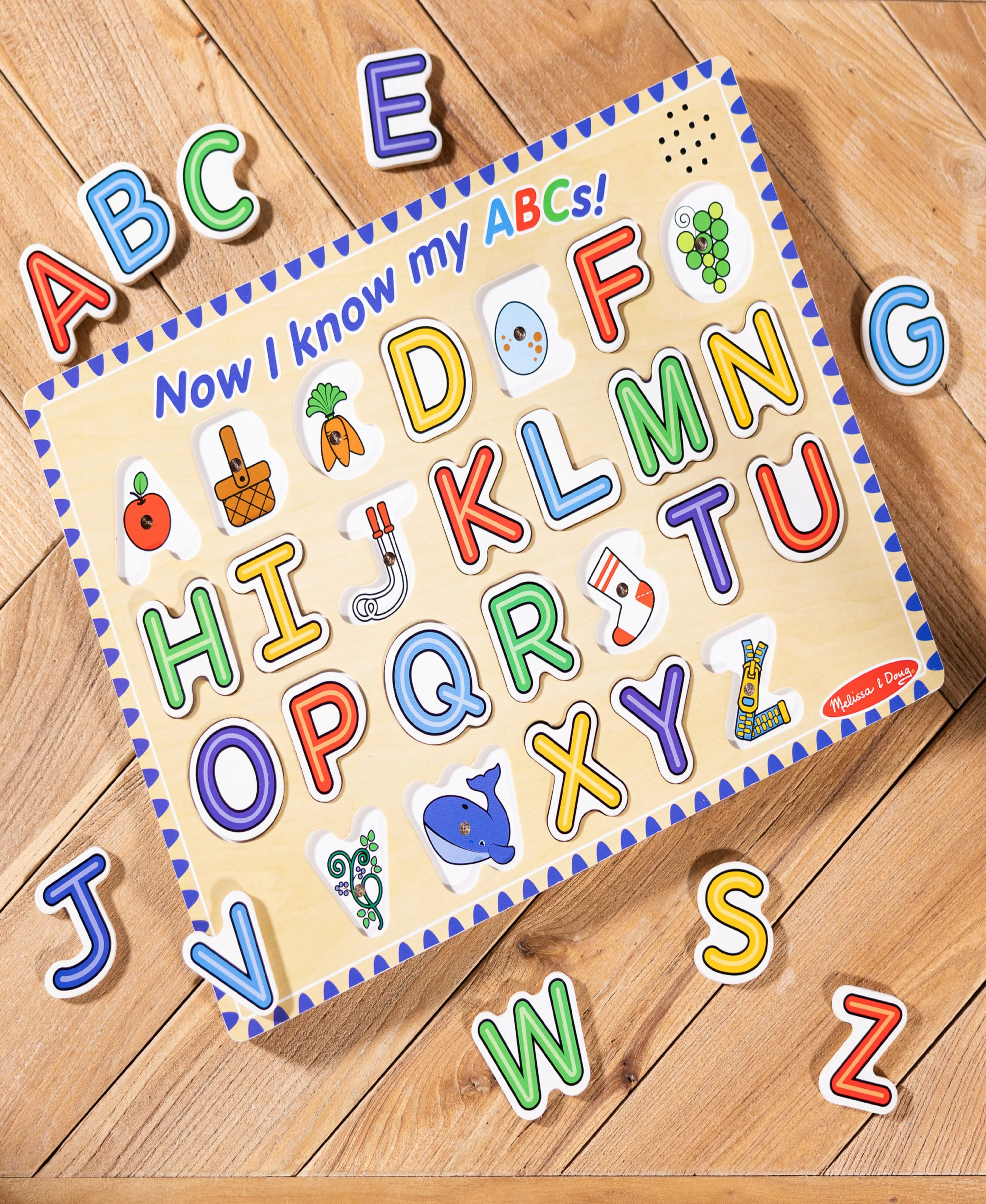 Melissa & Doug Alphabet Sound Puzzle - 26-Piece Brightly Colored Wooden Set - Image 2