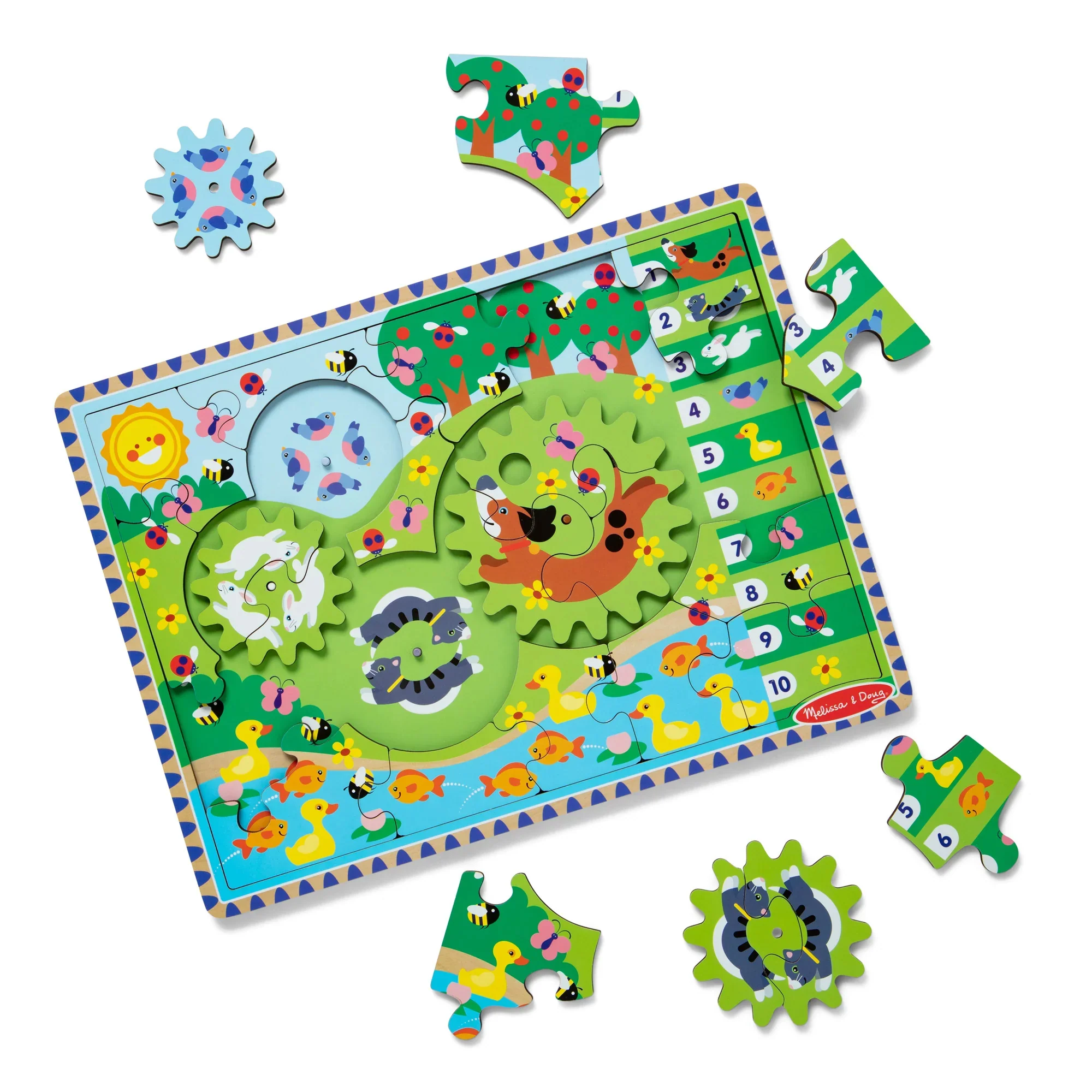 Melissa & Doug Animal Chase I-Spy Wooden Gear Puzzle - 24 pc - Image 2
