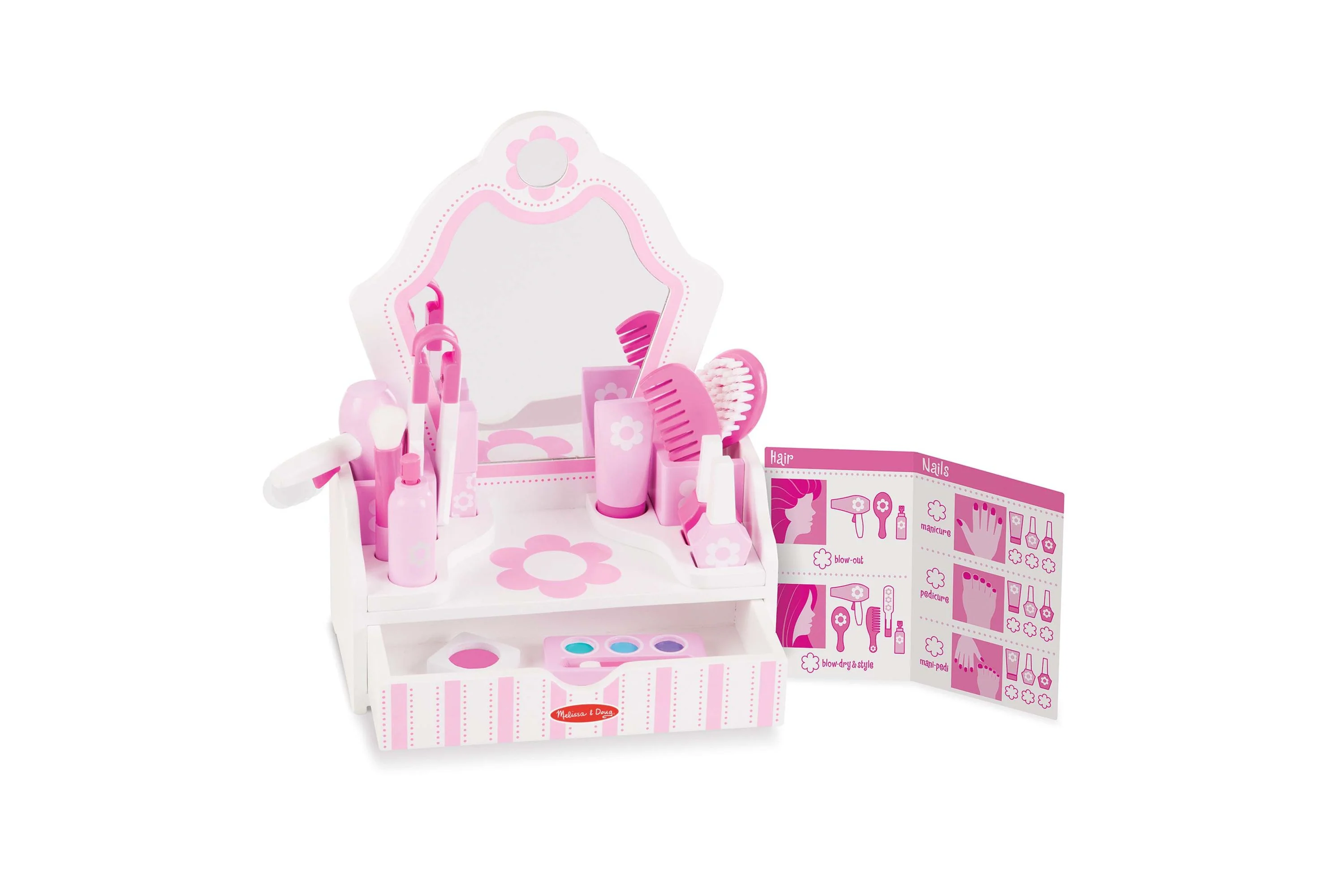 Melissa & Doug Beauty Salon Play Set With Wooden Vanity And Mirror - Image 6