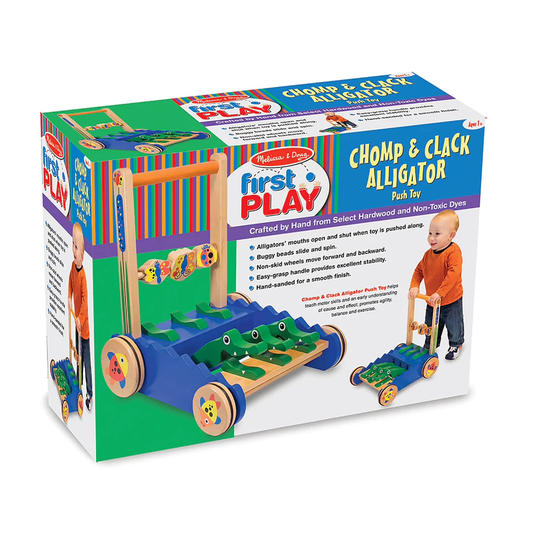 Melissa & Doug Chomp and Clack Alligator Push Toy – Colorful Movement - Image 2