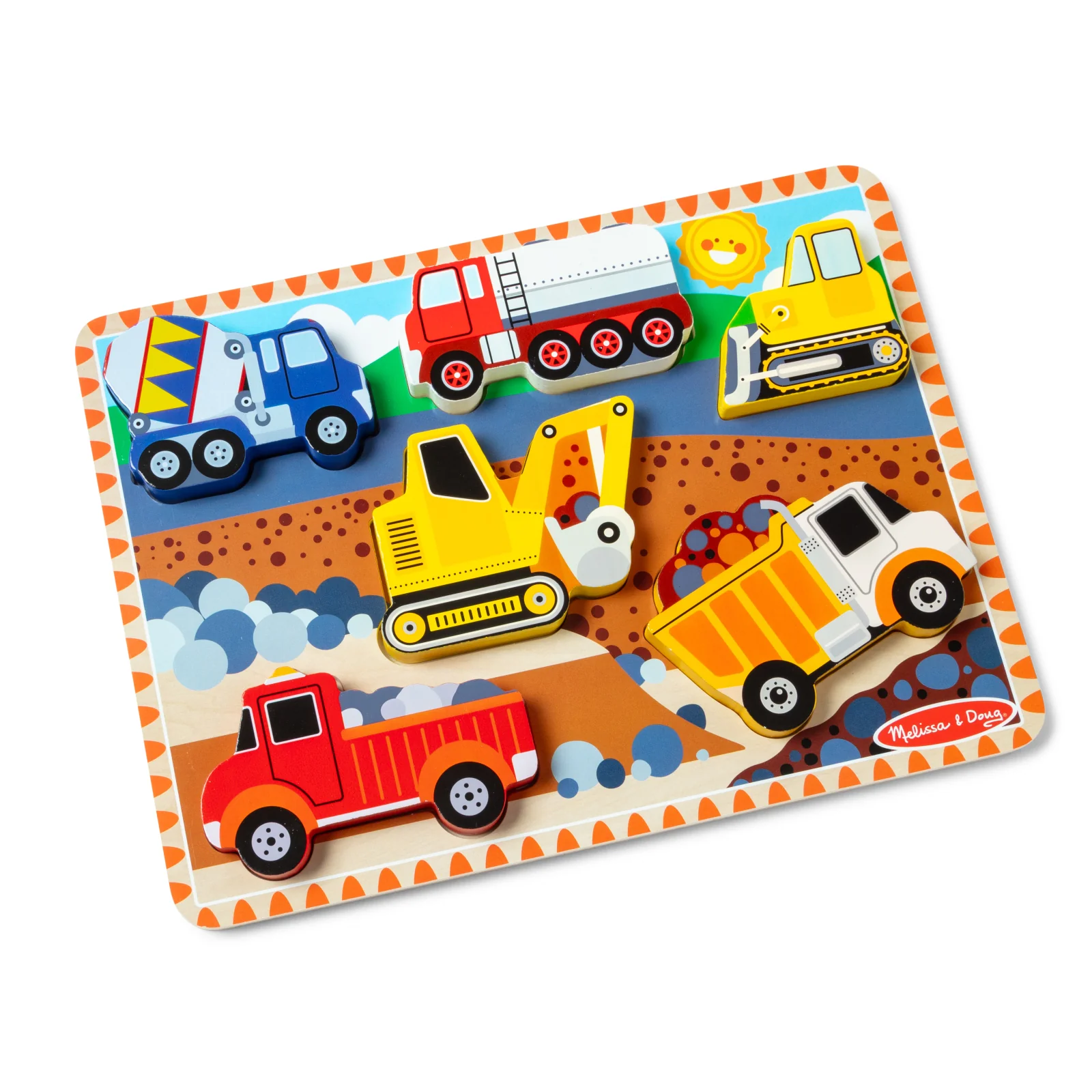 Melissa & Doug Construction Vehicles 6-Piece Wooden Chunky Puzzle - Image 3