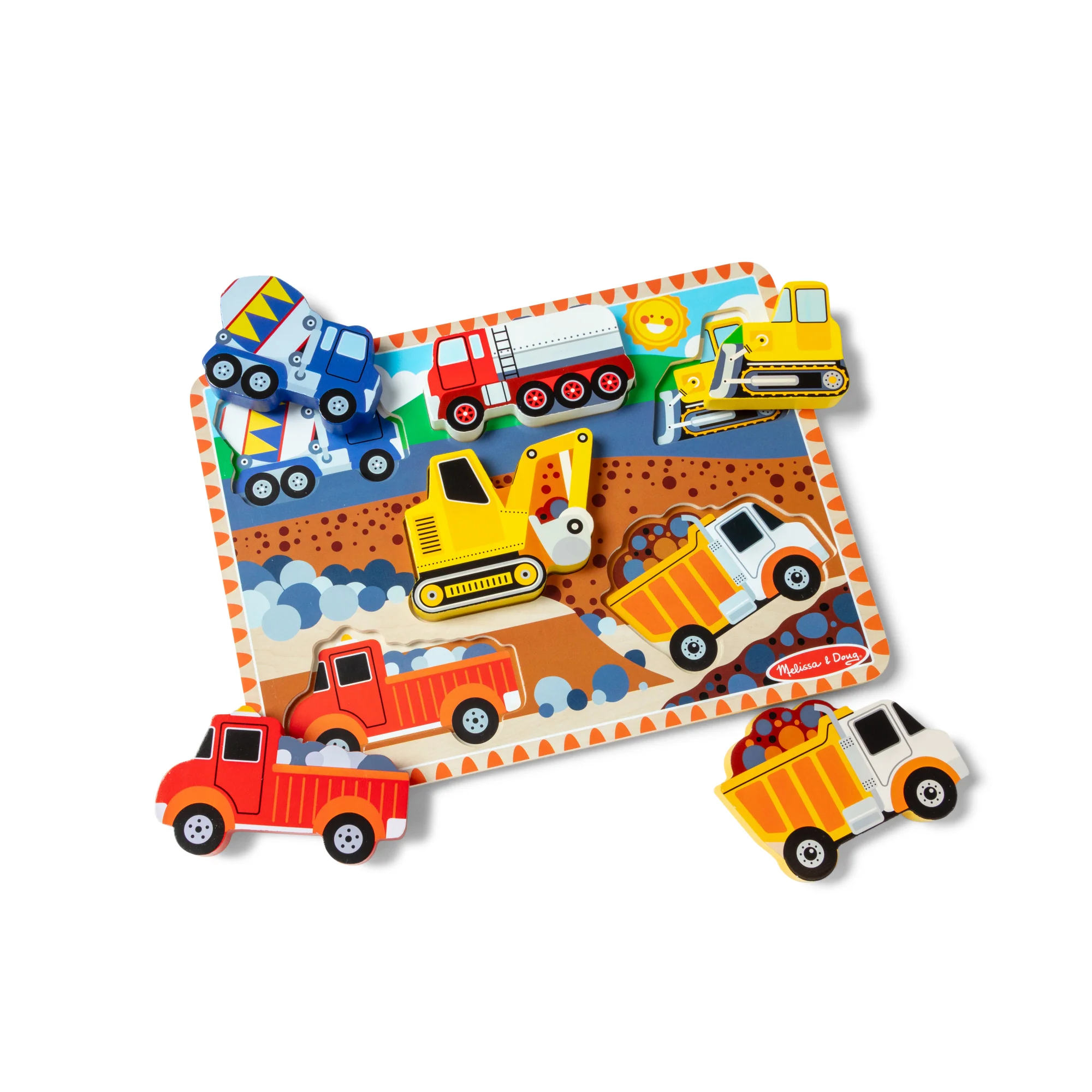 Melissa & Doug Construction Vehicles 6-Piece Wooden Chunky Puzzle - Image 5