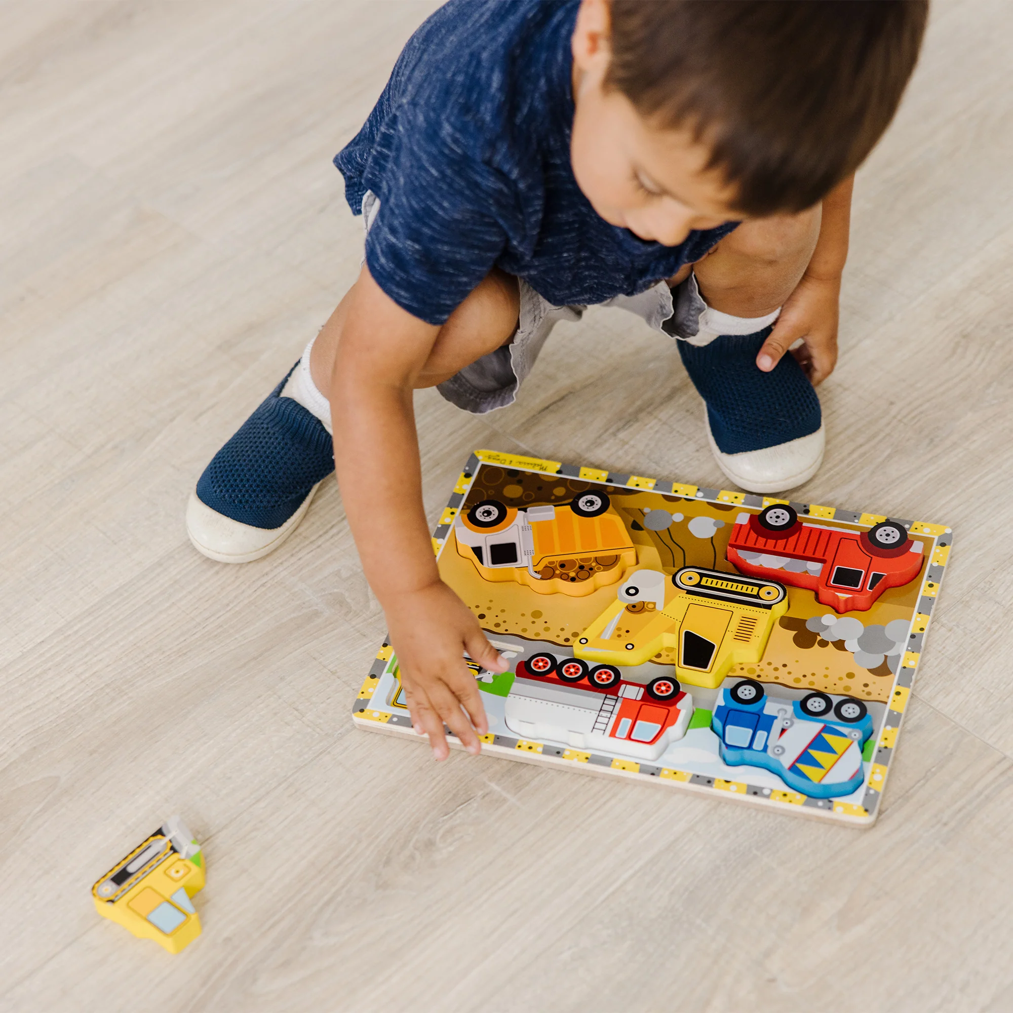 Melissa & Doug Construction Vehicles 6-Piece Wooden Chunky Puzzle - Image 9