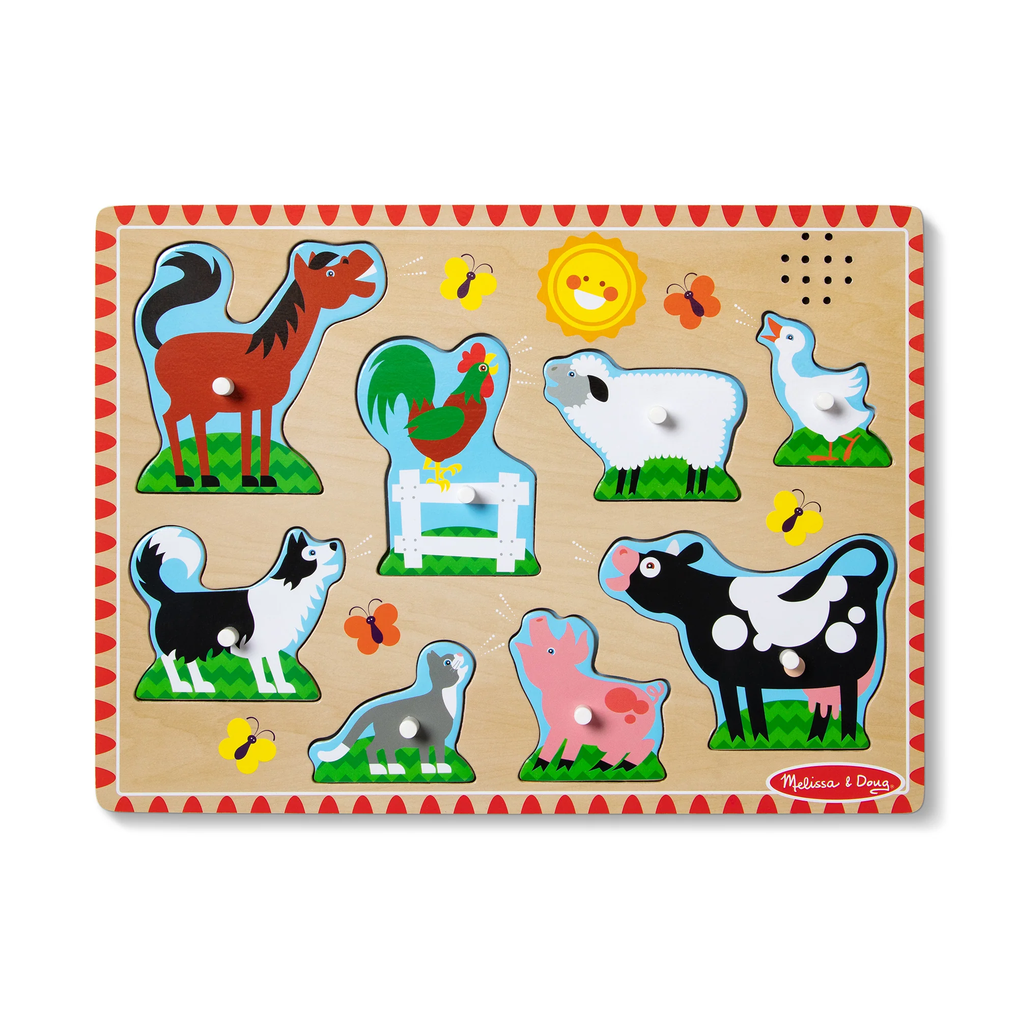 Melissa & Doug Farm Animals Sound Puzzle - 8-Piece Interactive Learning Toy - Image 2
