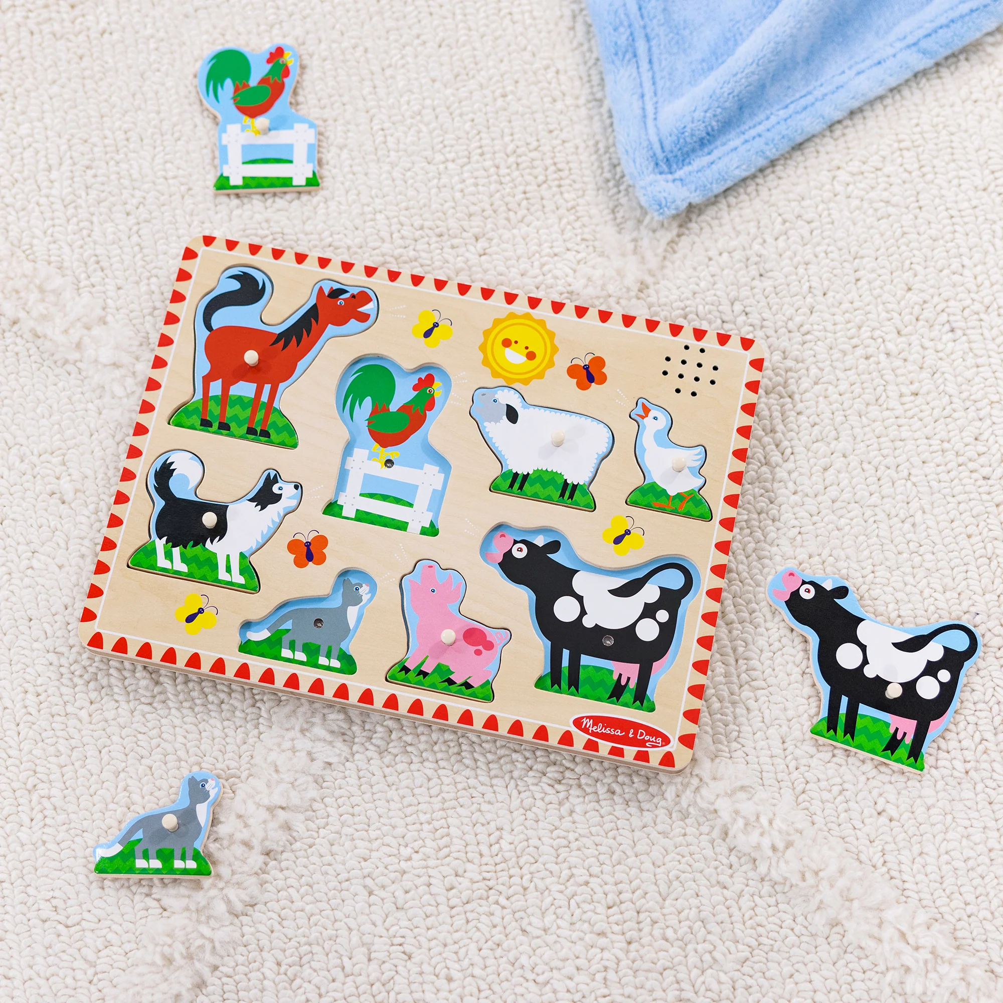 Melissa & Doug Farm Animals Sound Puzzle - 8-Piece Interactive Learning Toy - Image 4